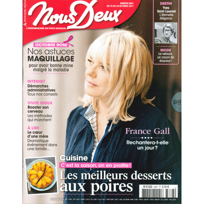 Oh le joli nom! Le même que celui de notre beau pays. France Gall vient de fêter son soixante-dixième anniversaire. Déjà !