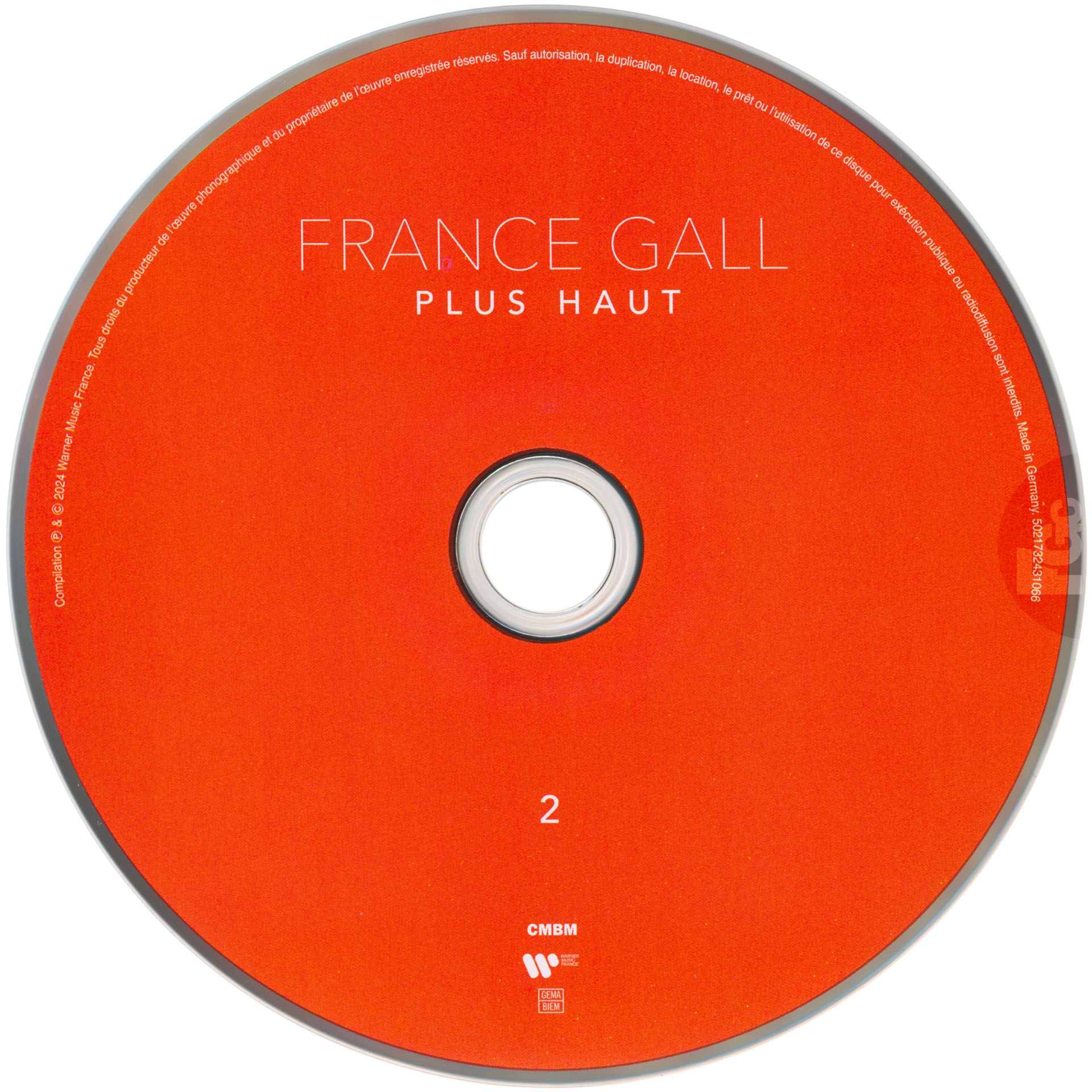 Édition 3CD du Best Of Plus haut de France Gall paru le 8 novembre 2024 qui regroupe 56 titres édités entre 1974 et 2024 avec un titre inédit La prisonnière.