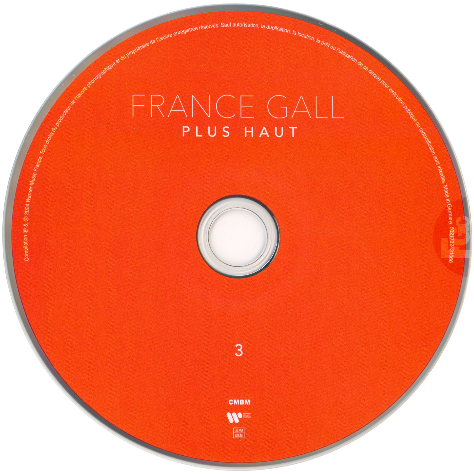 Édition 3CD du Best Of Plus haut de France Gall paru le 8 novembre 2024 qui regroupe 56 titres édités entre 1974 et 2024 avec un titre inédit La prisonnière.
