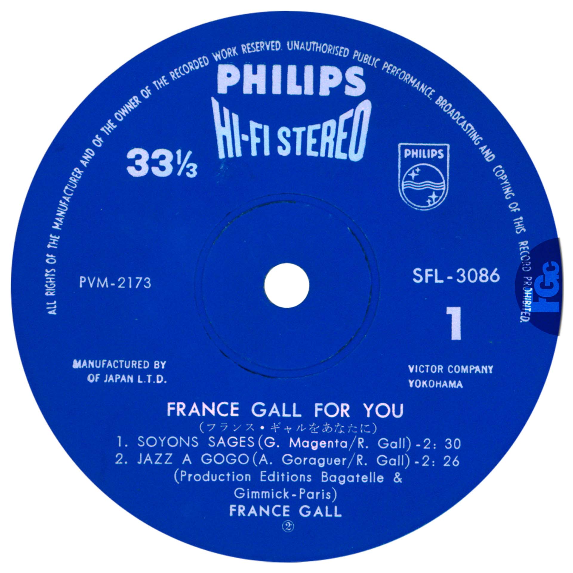 33 tours japonais SFL-3086 avec Sacré Charlemagne, Soyons sage, Jazz à gogo et Christiansen – francegallcollection.fr