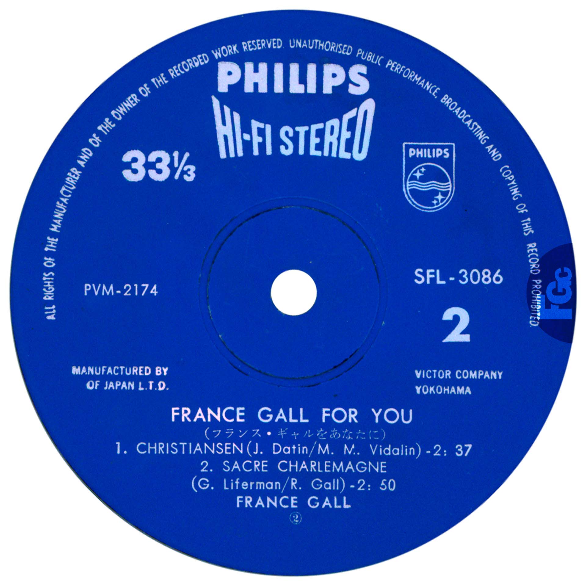 33 tours japonais SFL-3086 avec Sacré Charlemagne, Soyons sage, Jazz à gogo et Christiansen – francegallcollection.fr