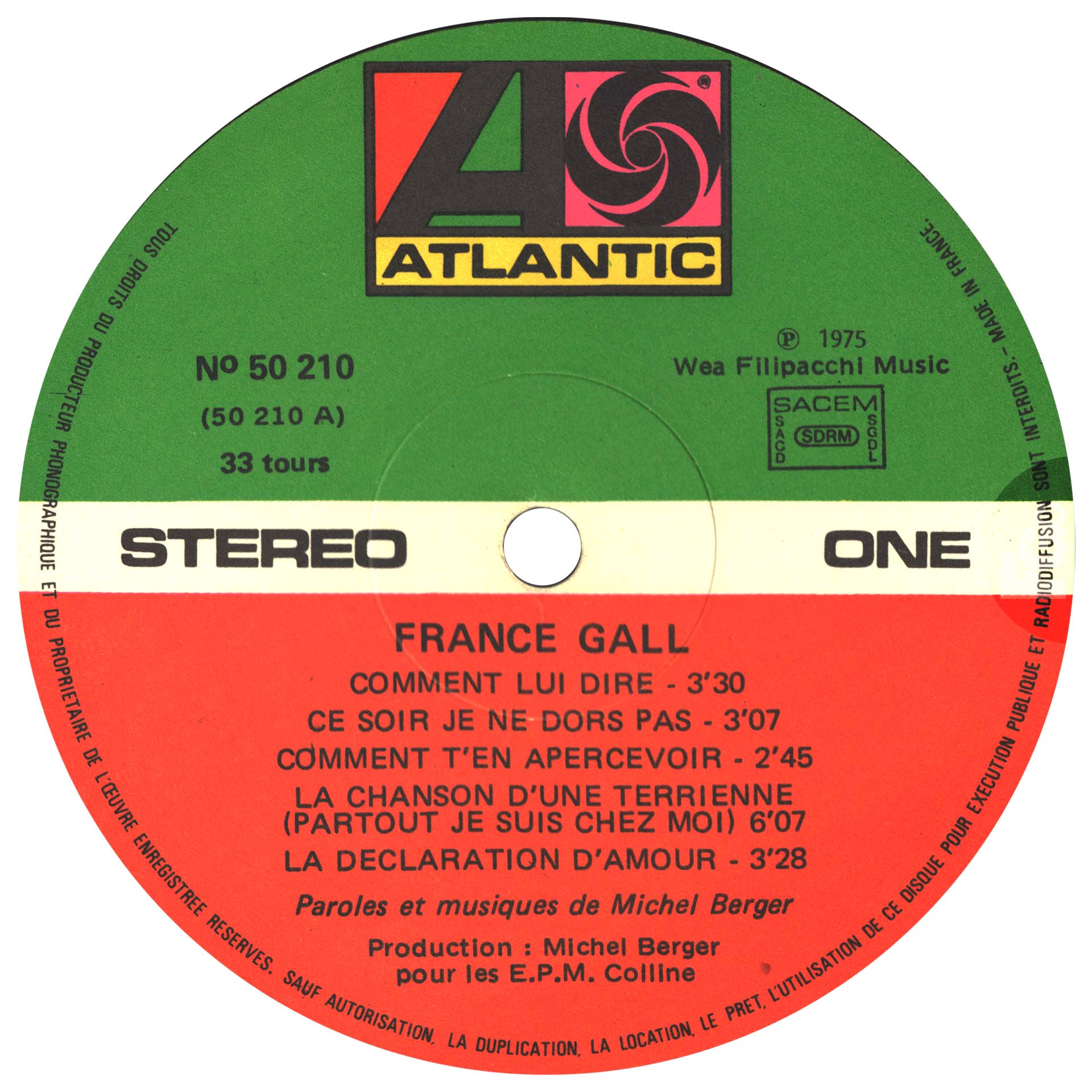 France Gall | 33 tours pochette brillante 1976 | 10 titres dont La déclaration d’amour et Comment lui dire | Pressage français Atlantic 50 210