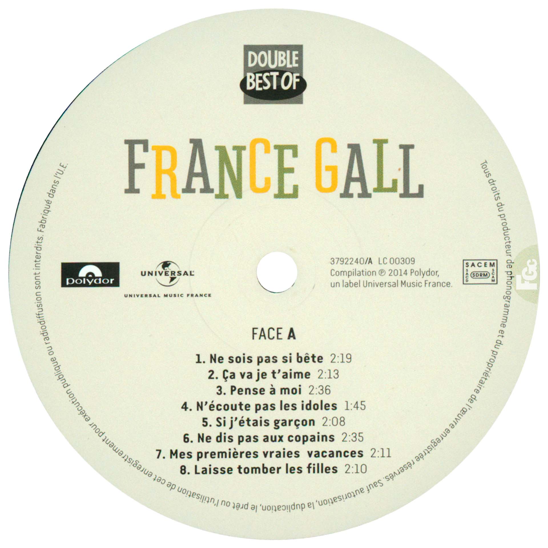 Double vinyle 33t 2014 avec 32 chansons Philips de France Gall entre 1963 et 1968 – francegallcollection.fr