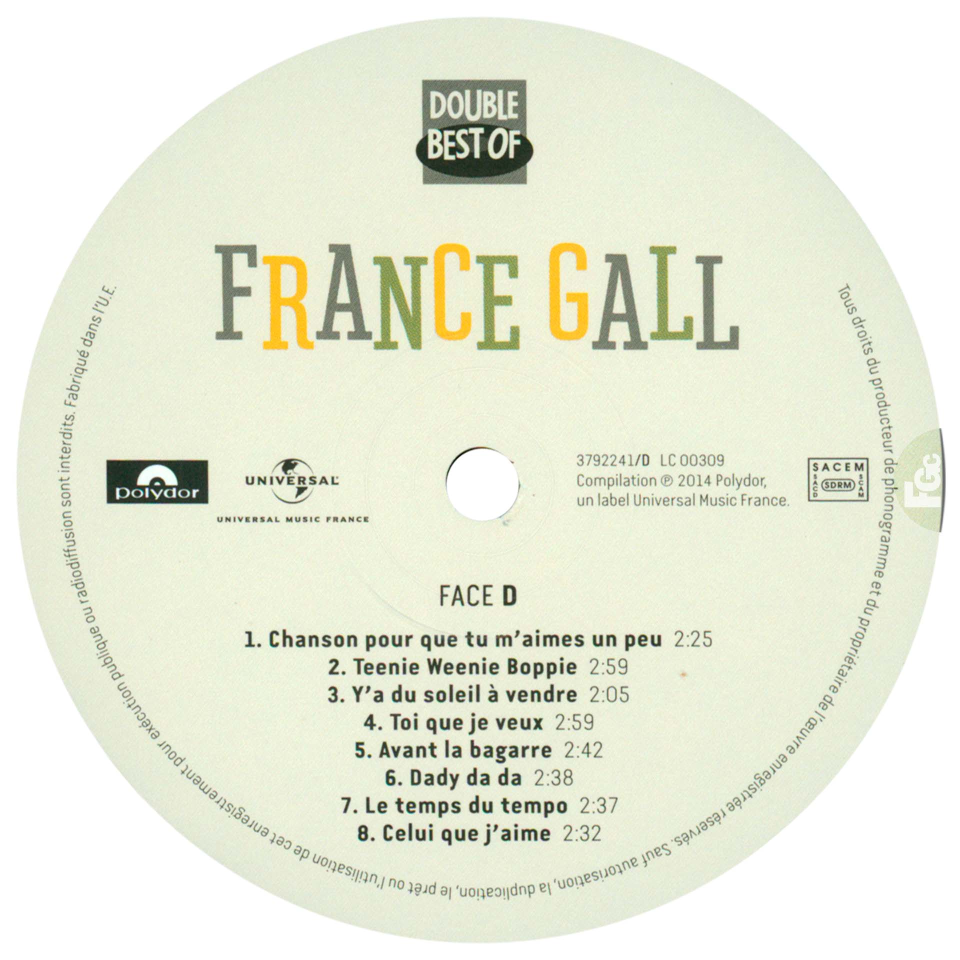Double vinyle 33t 2014 avec 32 chansons Philips de France Gall entre 1963 et 1968 – francegallcollection.fr