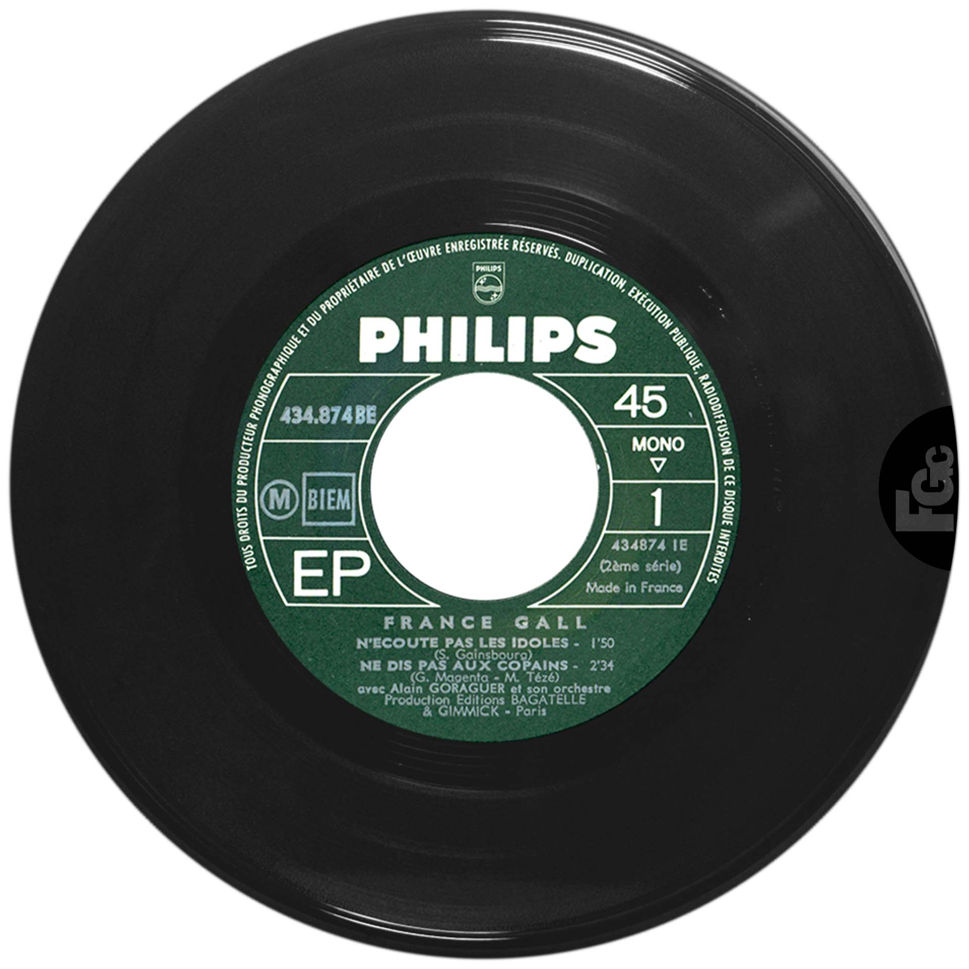 France Gall N’écoute pas les idoles Super 45 tours Philips 1964, pochette Daniel Lorieux – francegallcollection.fr