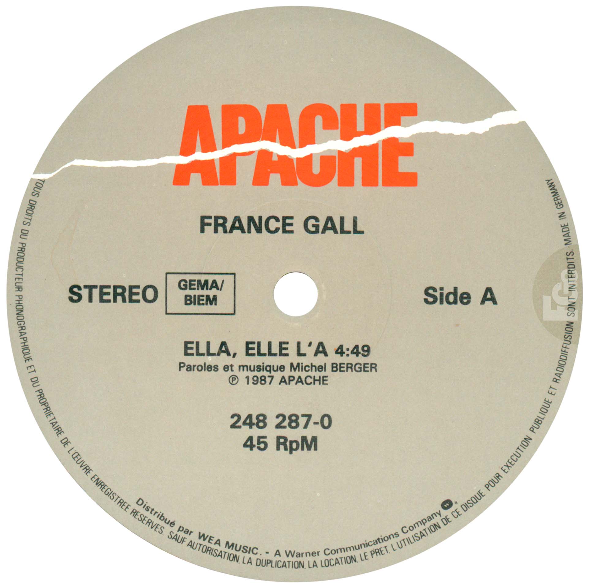 France Gall – Ella, elle l’a, maxi 45 tours vinyle pressé en Allemagne.