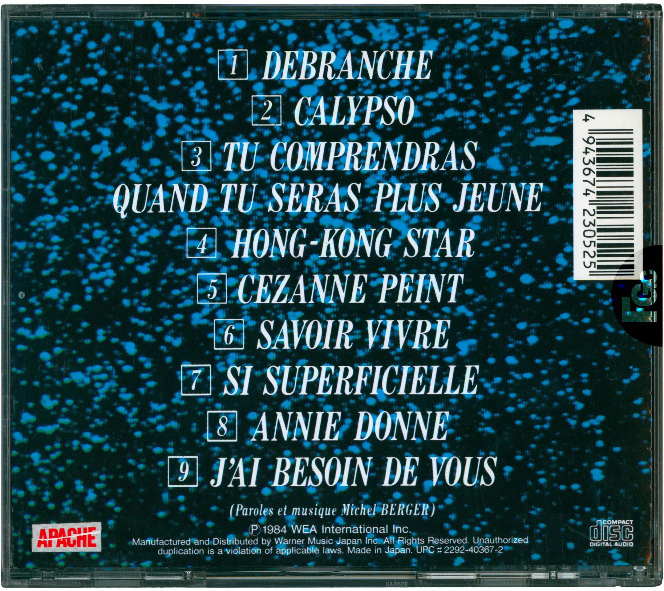 France Gall – CD japonais Débranche ! avec OBI, réédité en 1998 par Warner Music Japan.