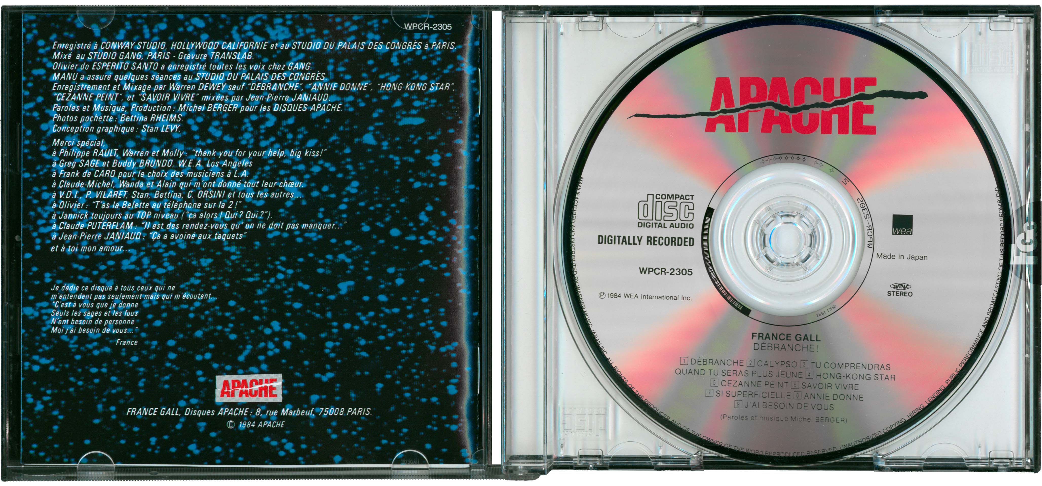 France Gall – CD japonais Débranche ! avec OBI, réédité en 1998 par Warner Music Japan.