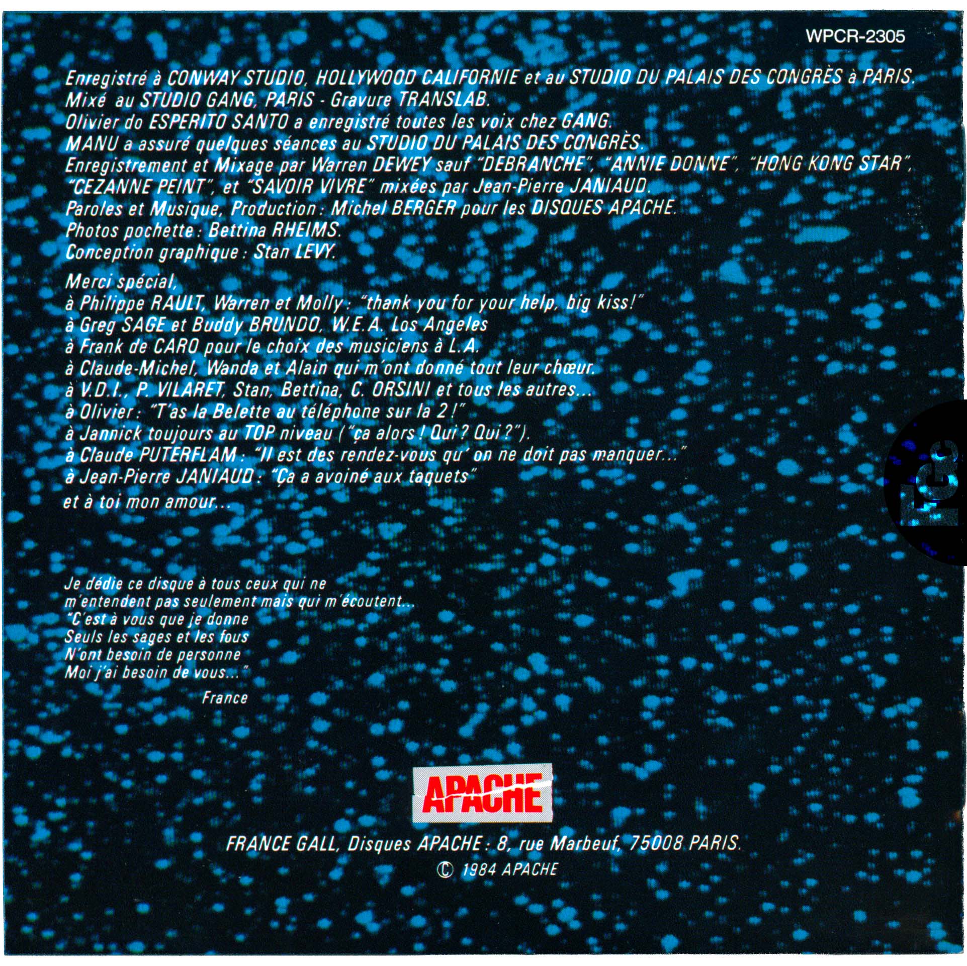 France Gall – CD japonais Débranche ! avec OBI, réédité en 1998 par Warner Music Japan.