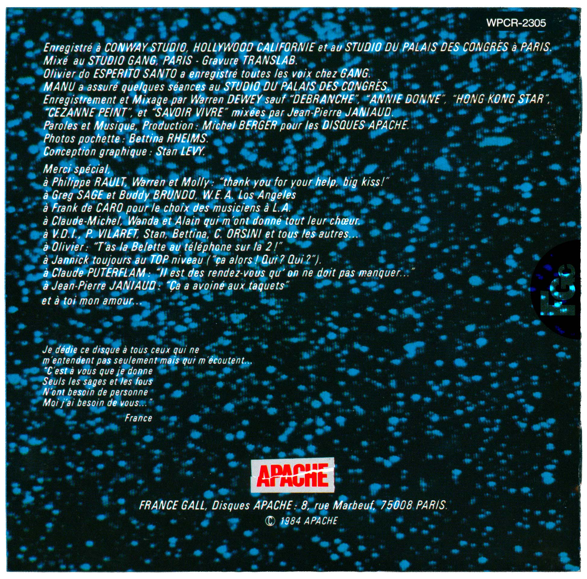 France Gall – CD japonais Débranche ! avec OBI, réédité en 1998 par Warner Music Japan.