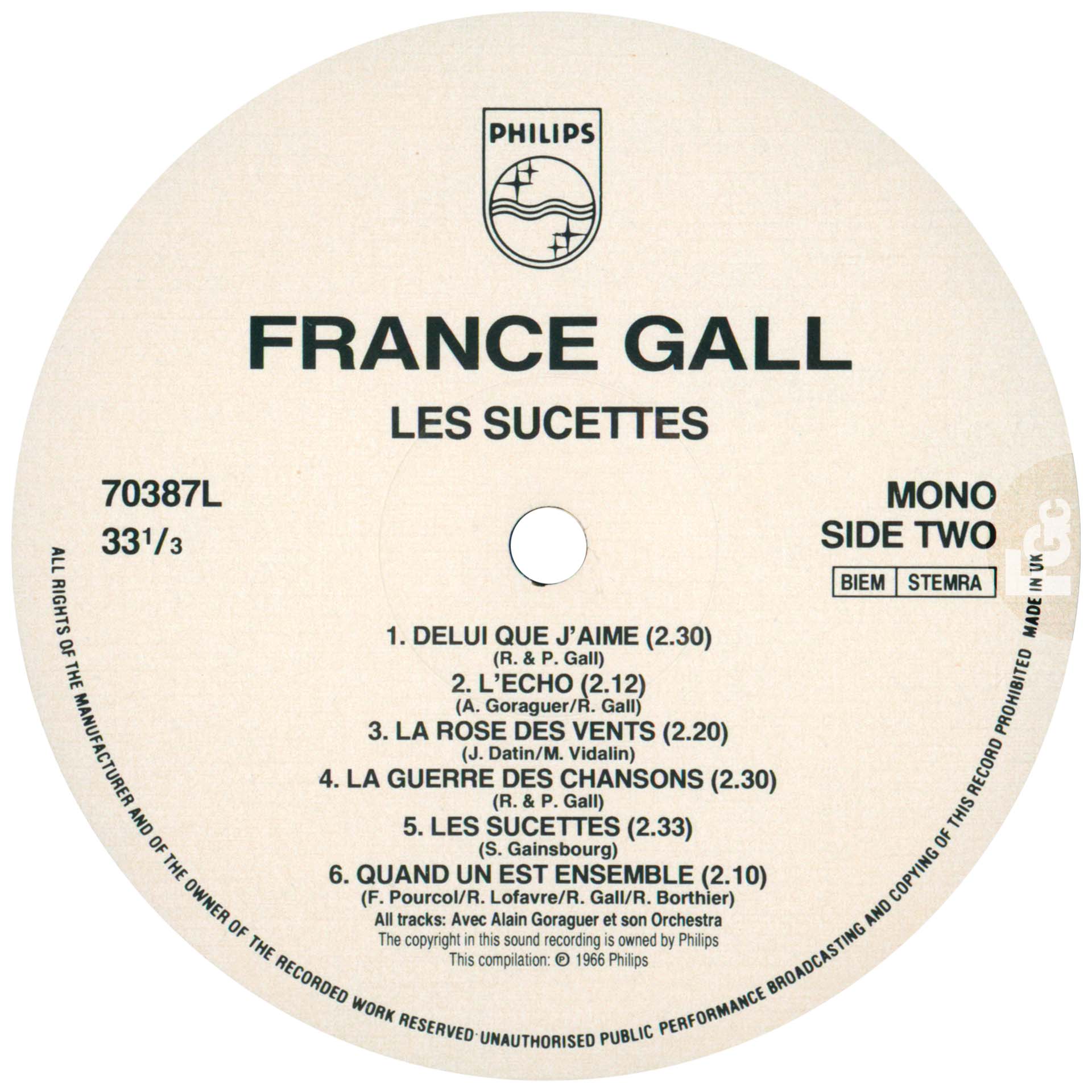 France Gall – Les sucettes – Vinyle UK – 33 tours – 1990