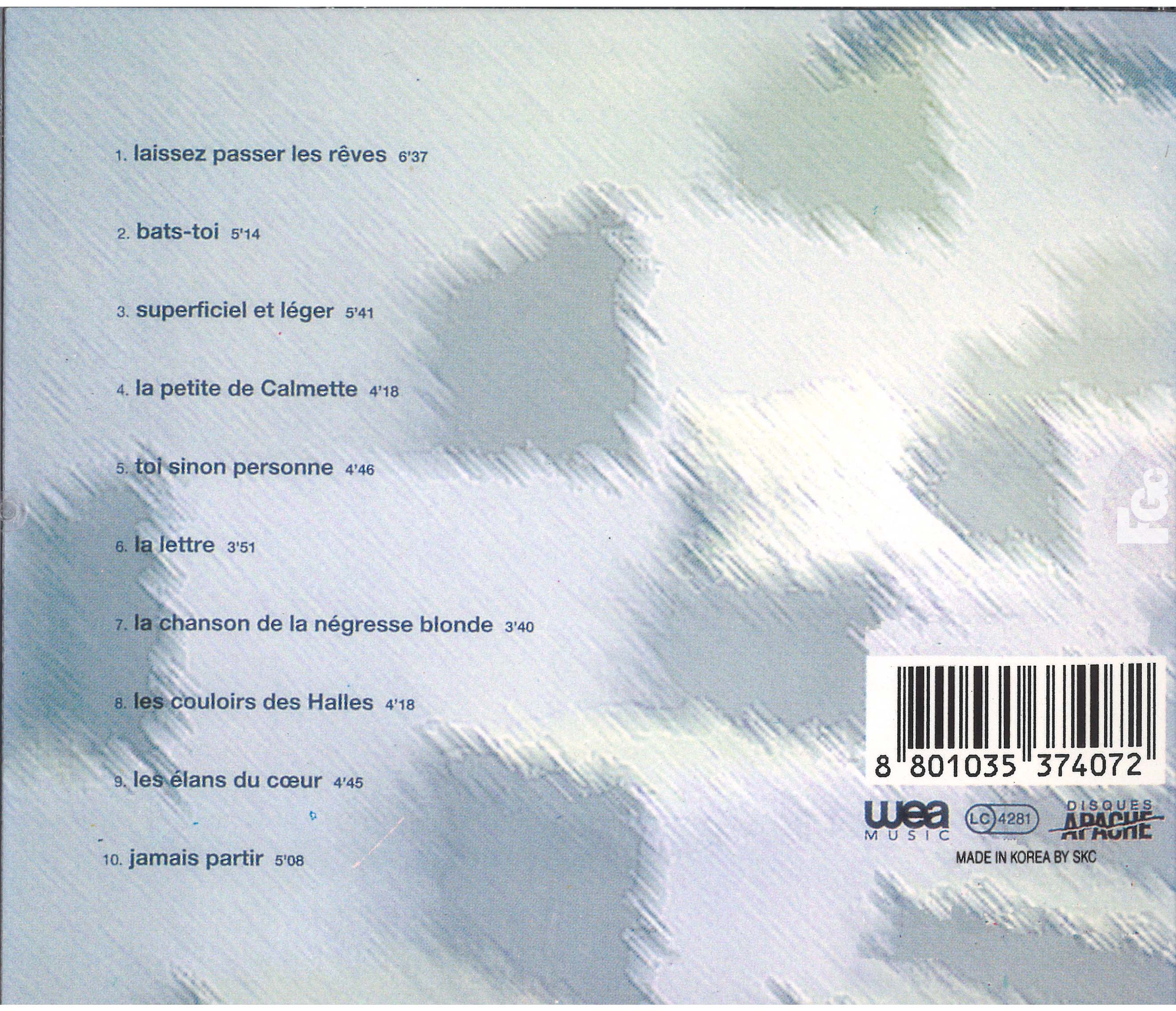 France Gall – Double Jeu | CD Corée 1992 | Album studio coréen