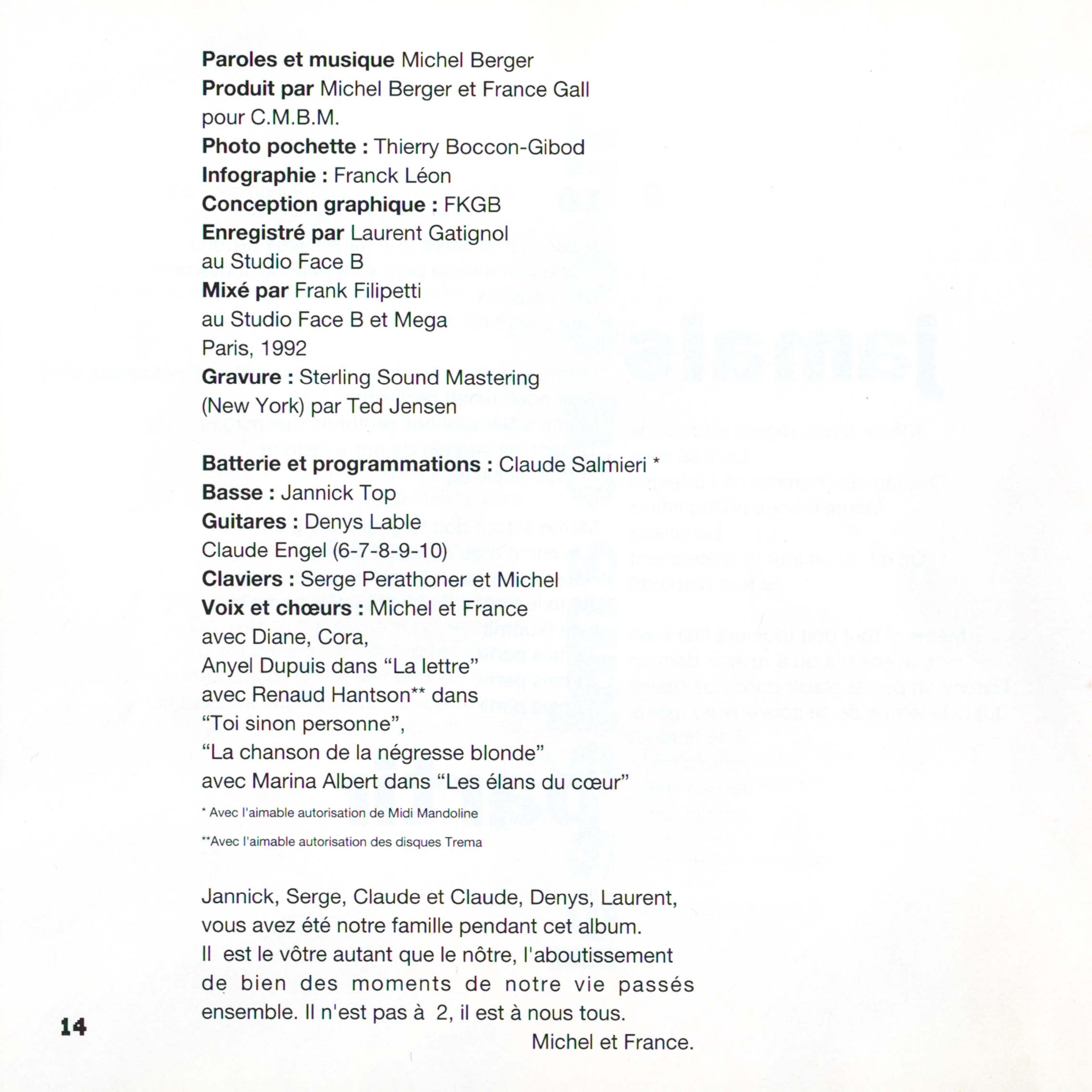 France Gall – Double Jeu | CD Corée 1992 | Album studio coréen