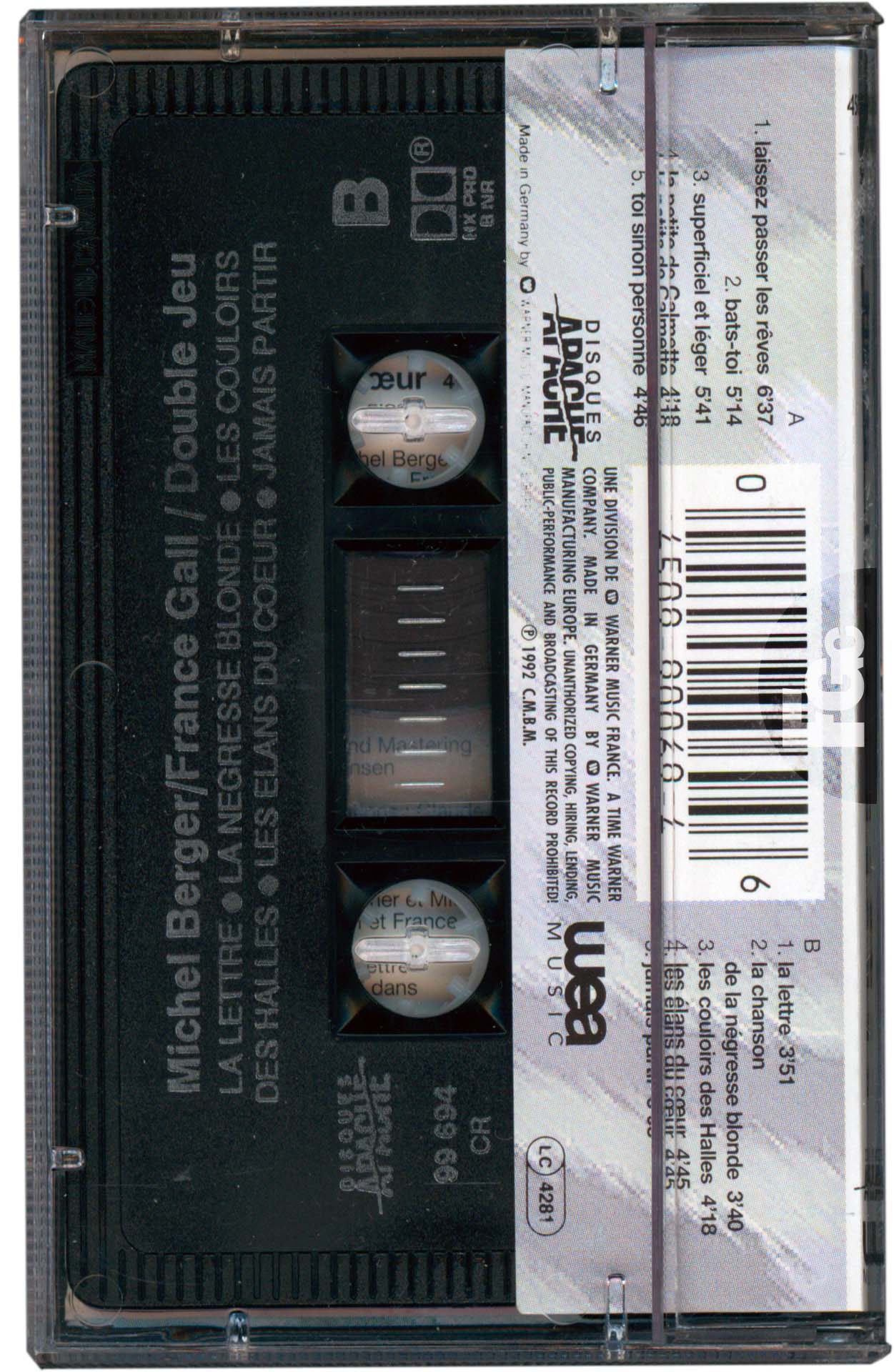 France Gall – Cassette Double Jeu Canada 1992