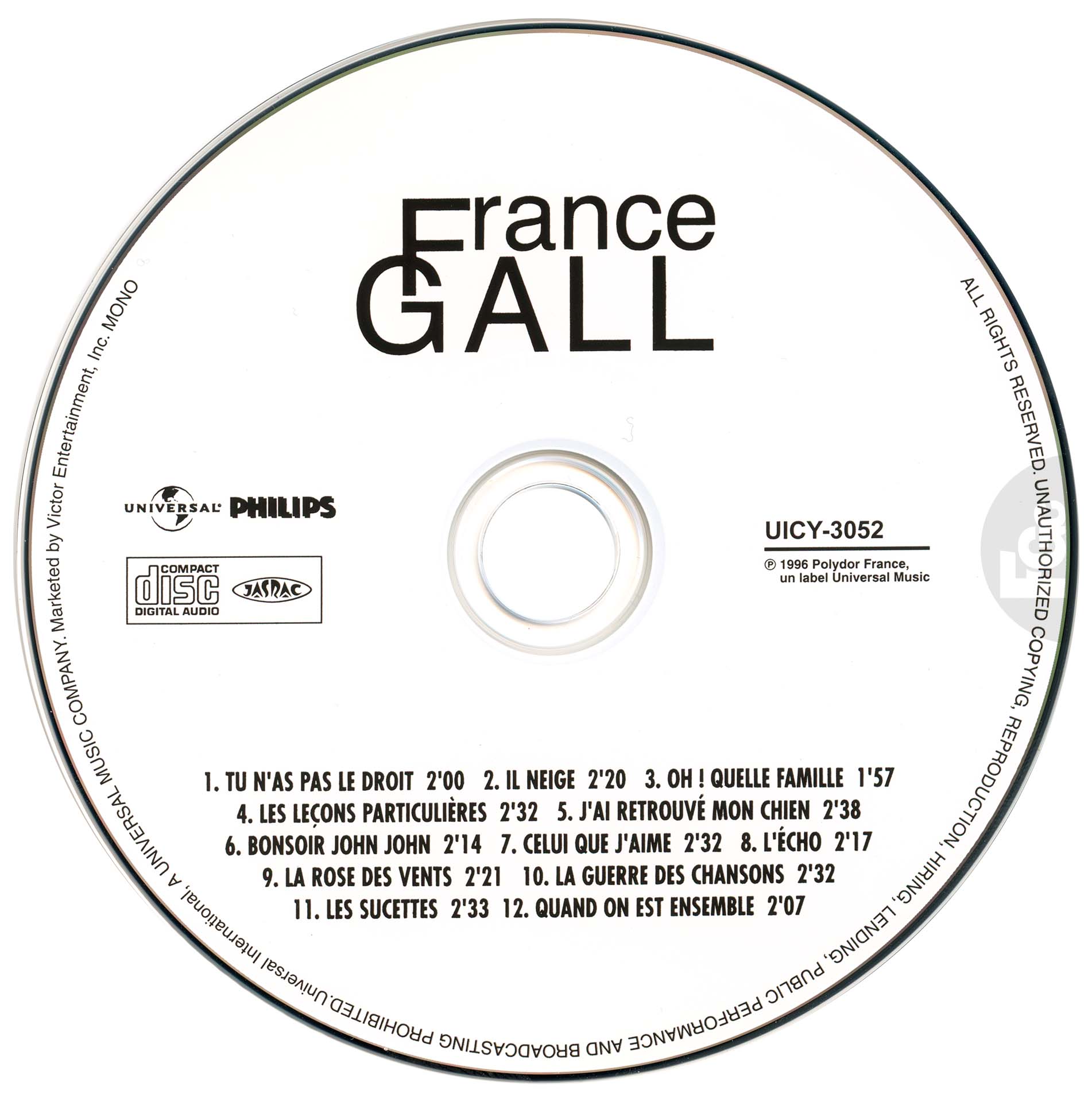 France Gall – Les sucettes – CD Japon 2000 avec OBI