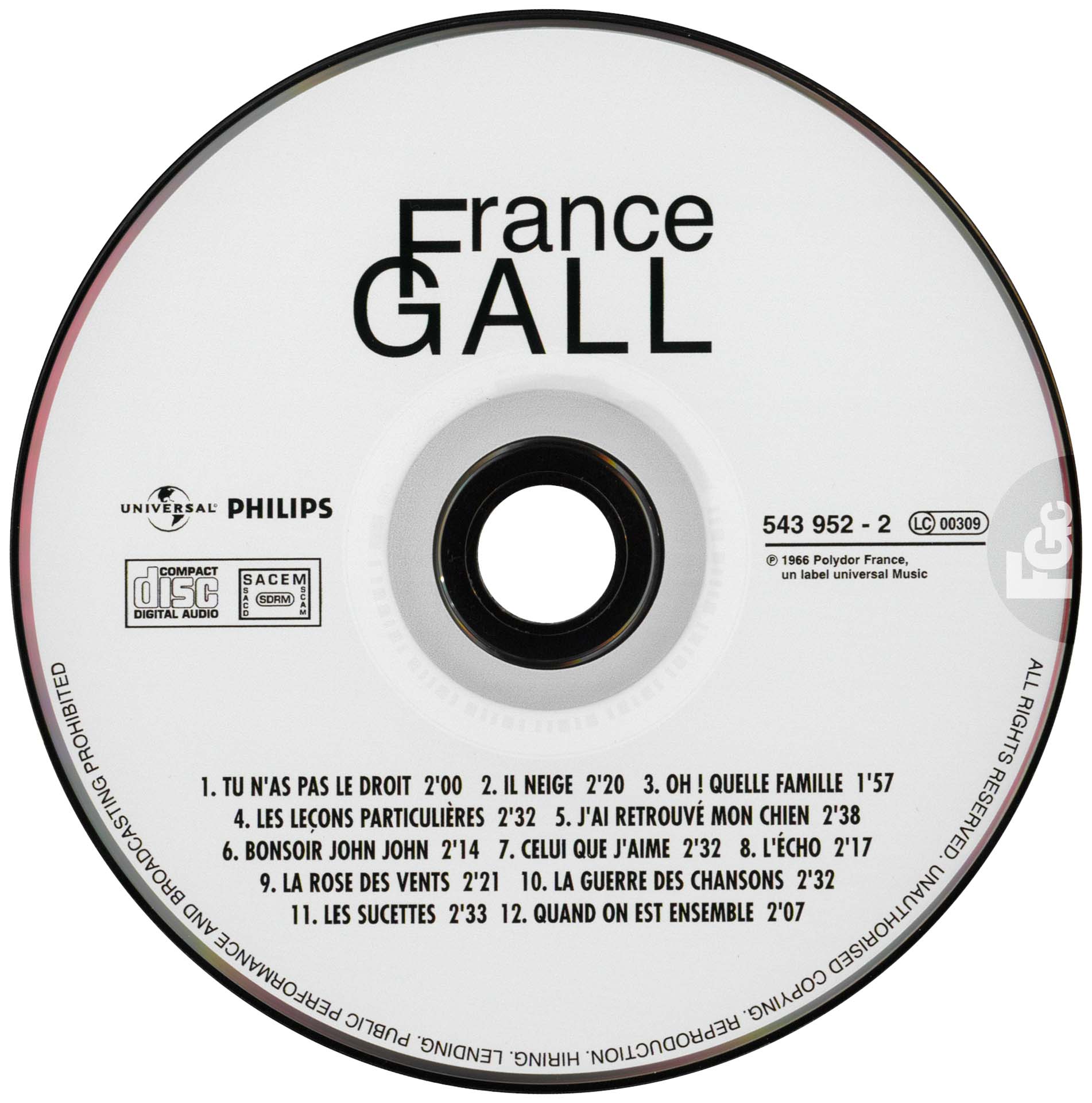 France Gall – Les sucettes – CD – édition France 2000