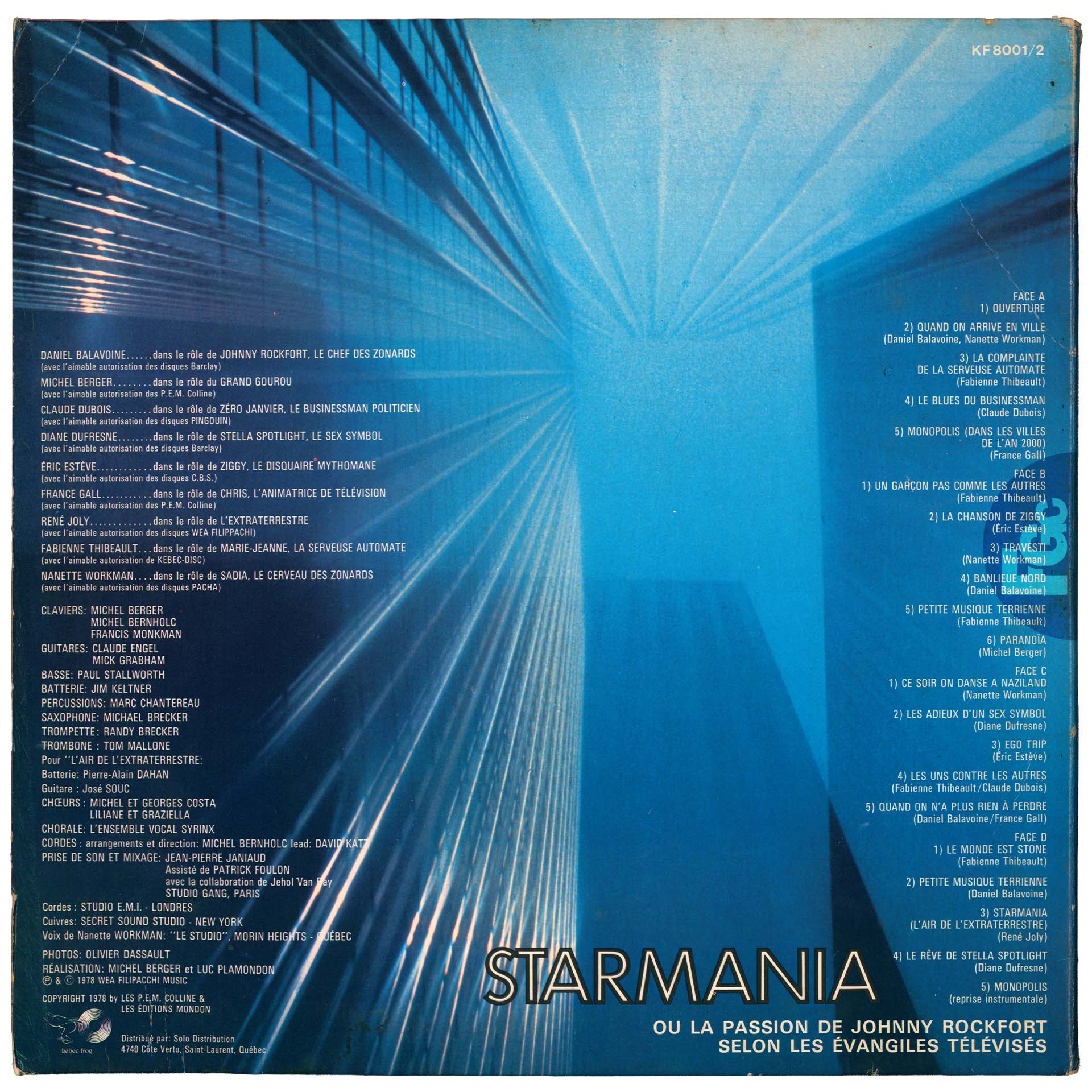 Starmania 33 tours ouvrant Canada 1978 première édition.