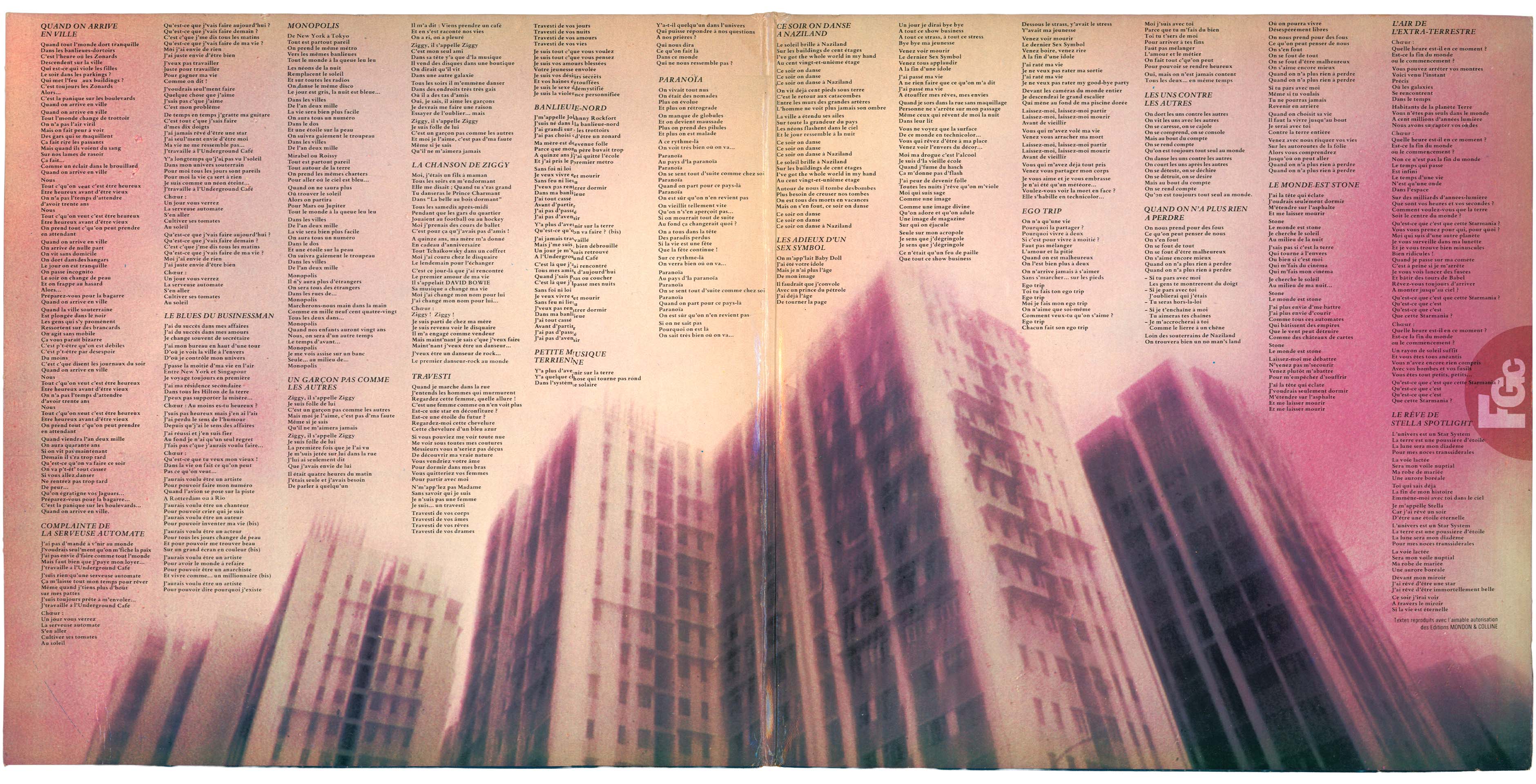 Starmania 33 tours ouvrant Canada 1978 première édition.