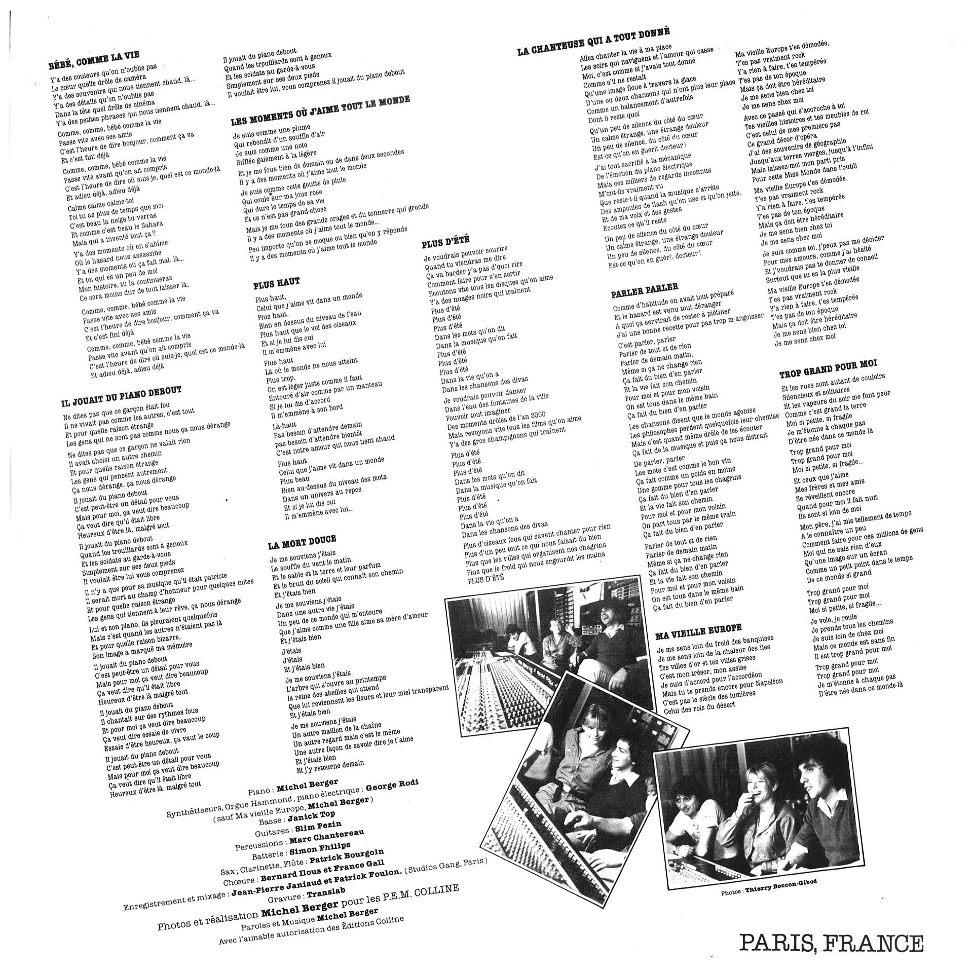 France Gall Paris, France 33 tours Allemagne 1980 avec sous-pochette.