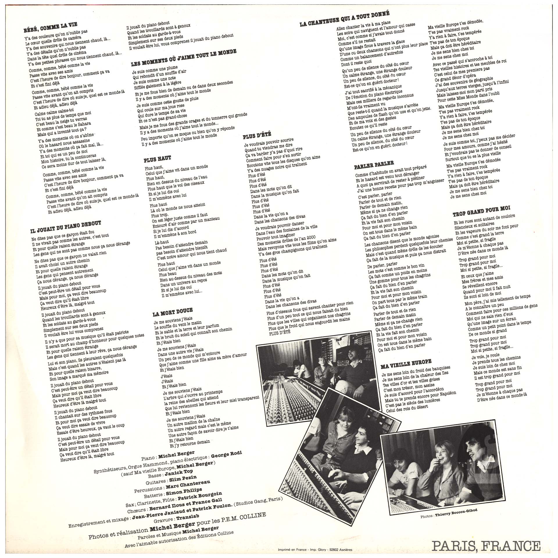 France Gall | 33 tours “Paris, France” | Pochette avec mention “Il jouait du piano debout”