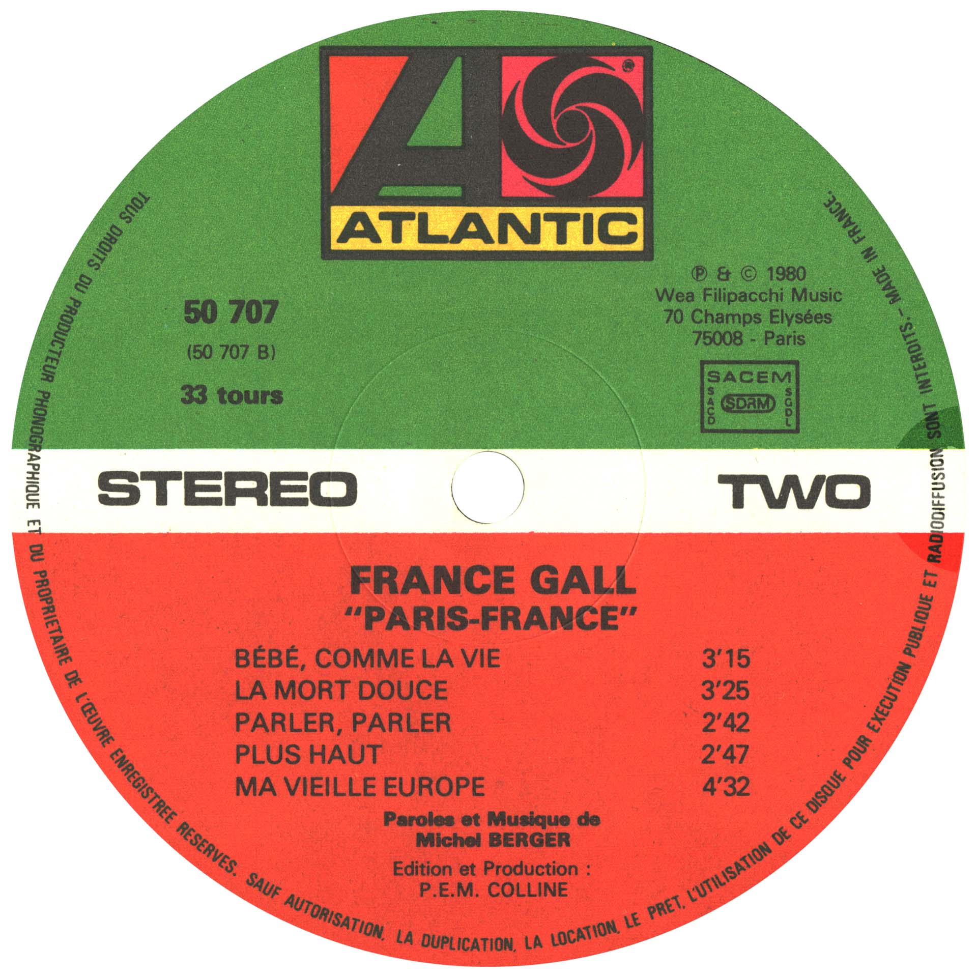 France Gall | 33 tours “Paris, France” | Pochette avec mention “Il jouait du piano debout”