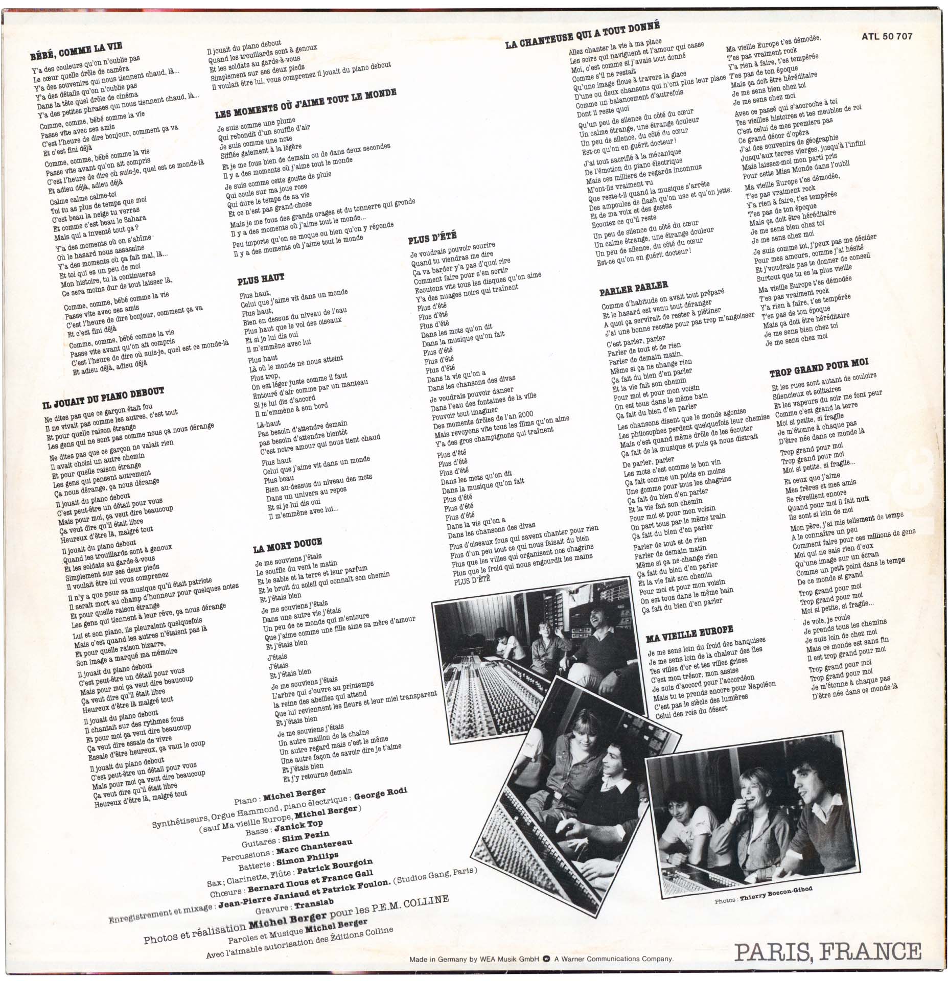 France Gall Paris, France 33 tours Pays-Bas 1980 avec sous-pochette.