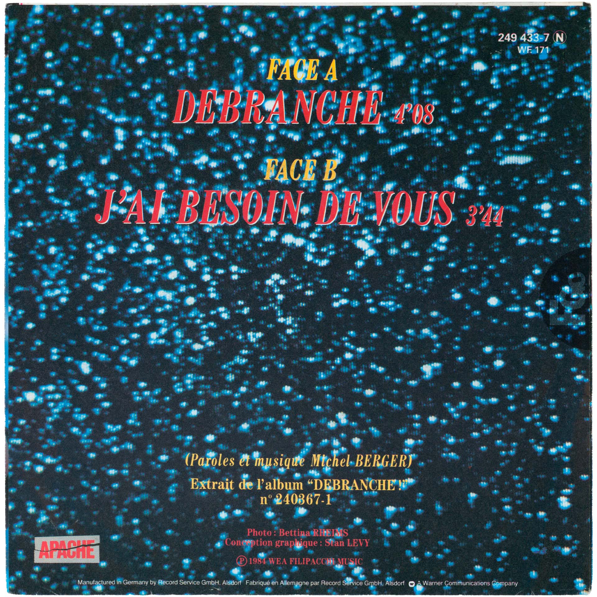 France Gall Débranche 45 tours Allemagne avril 1984.