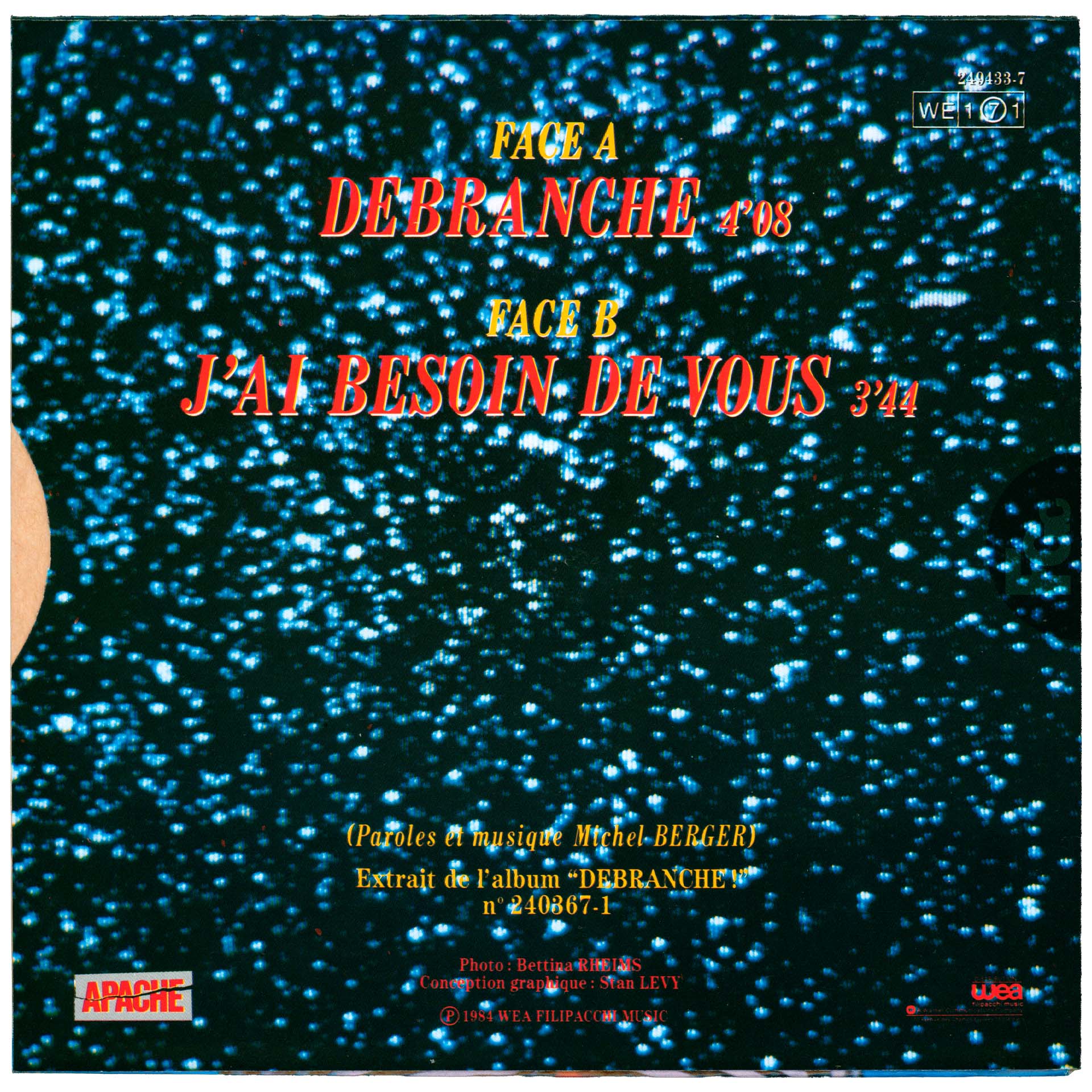 France Gall Débranche 45 tours France avril 1984.