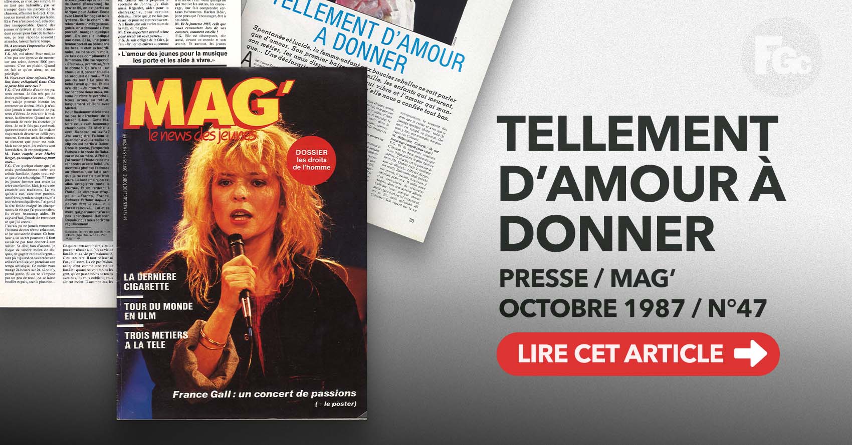 France Gall interview Mag’ octobre 1987 article presse.