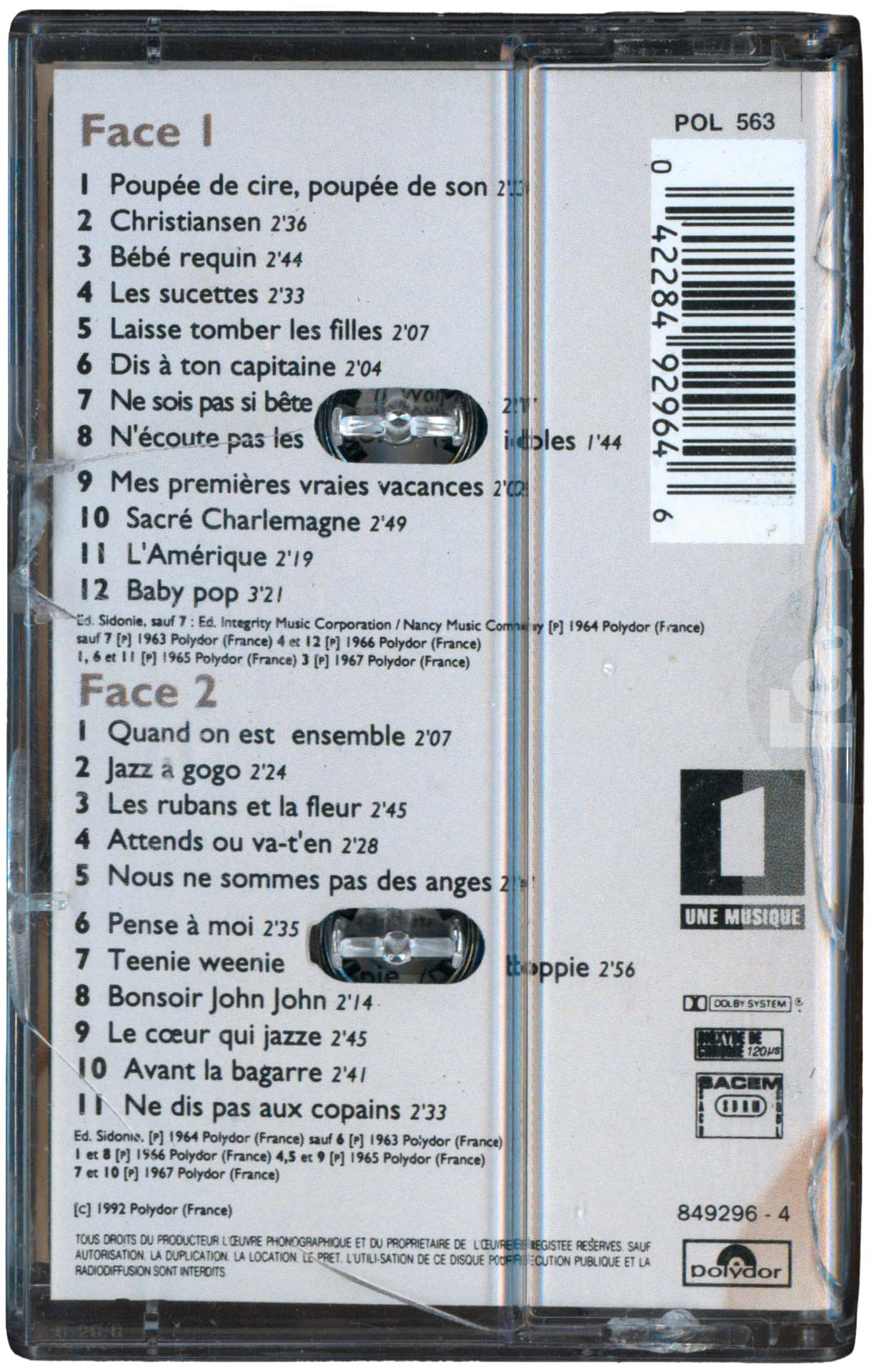 France Gall Poupée de son K7 2002 Une Musique.