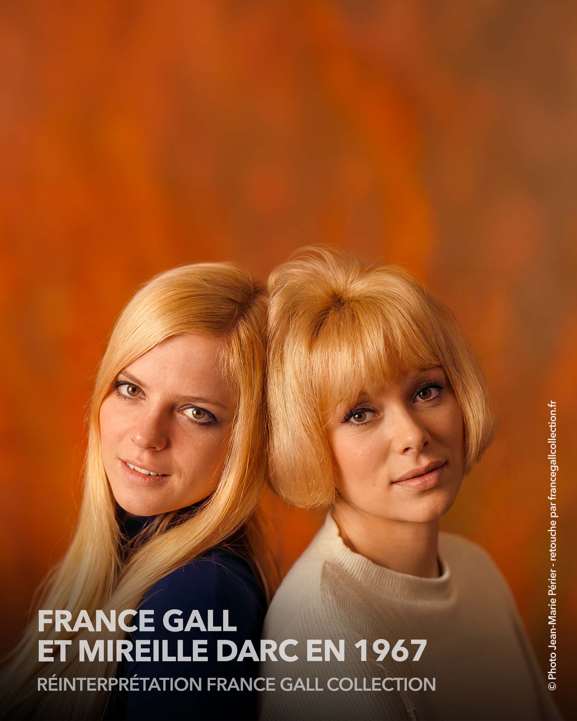 France Gall Salut les copains août 1968 - Photo de France Gall et Mireille Darc par Jean-Marie Périer - Réinterprétation de l'image par France Gall Collection