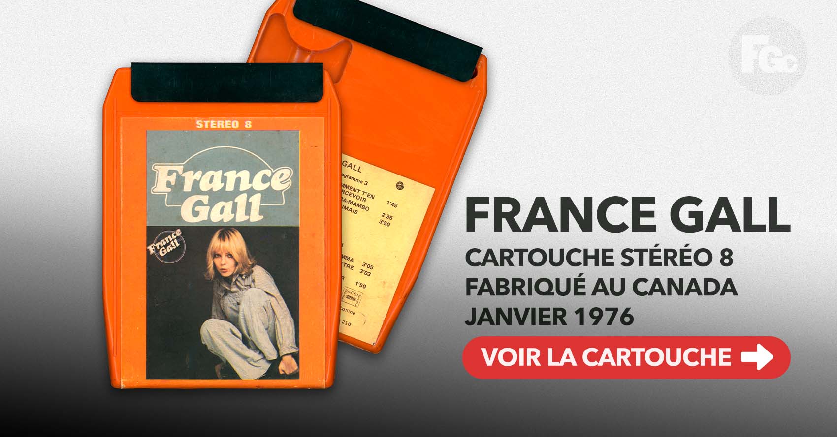 France Gall cartouche 8 pistes Stereo 8 Canada 1976.
