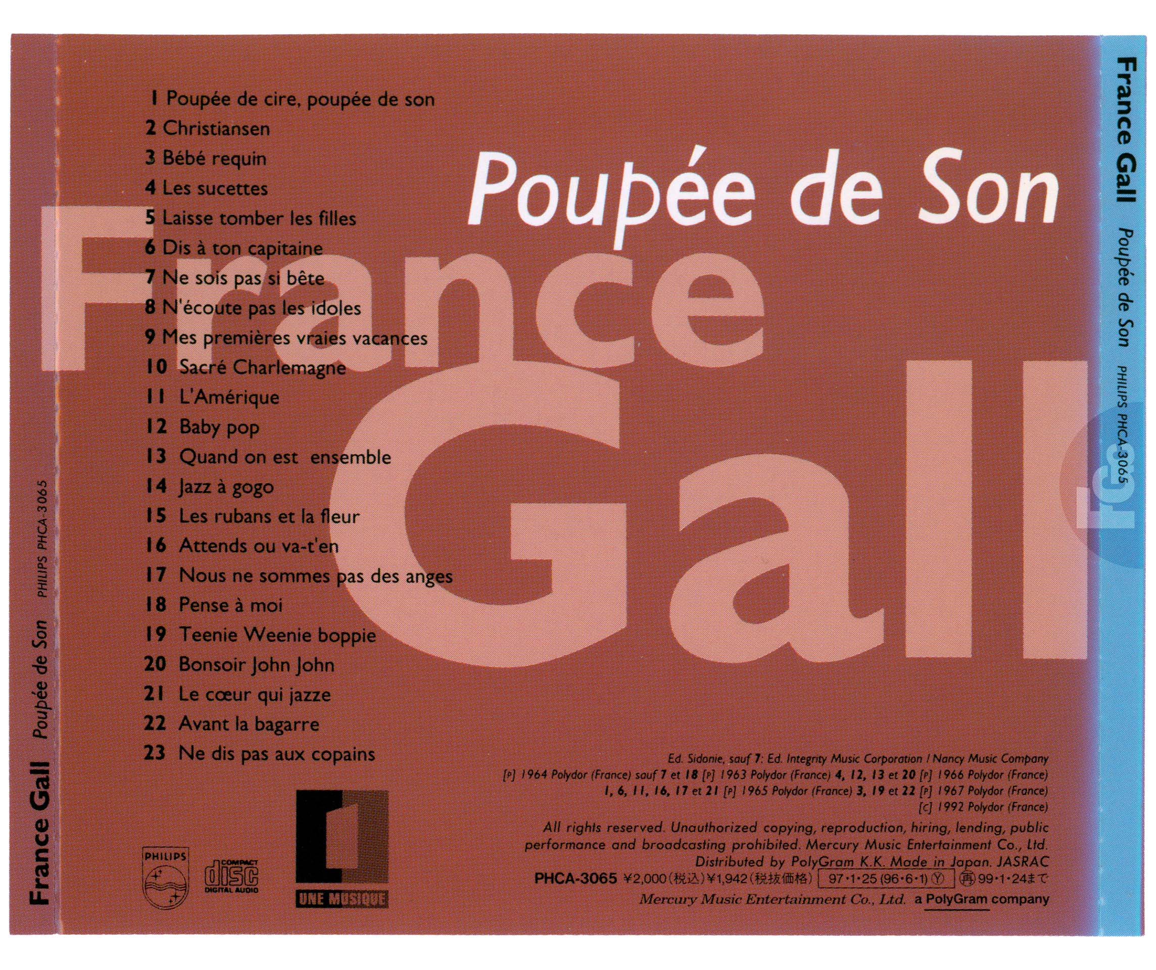France Gall Poupée de son CD Japon 1997 OBI compilation.