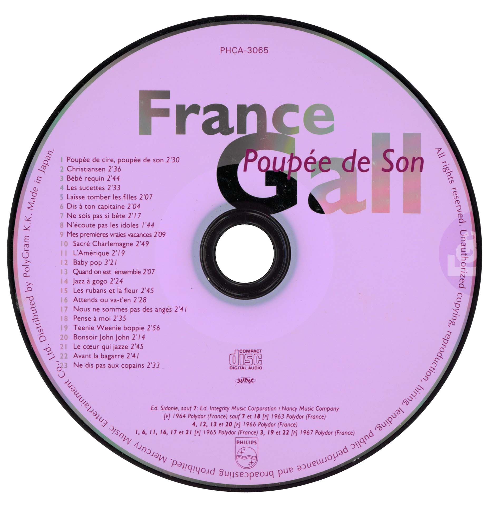France Gall Poupée de son CD Japon 1997 OBI compilation.