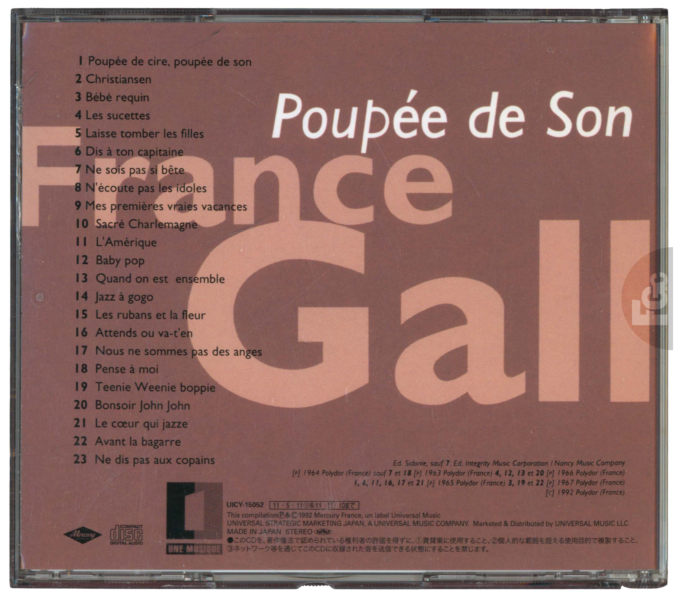 France Gall Poupée de son CD Japon 2011 OBI compilation.