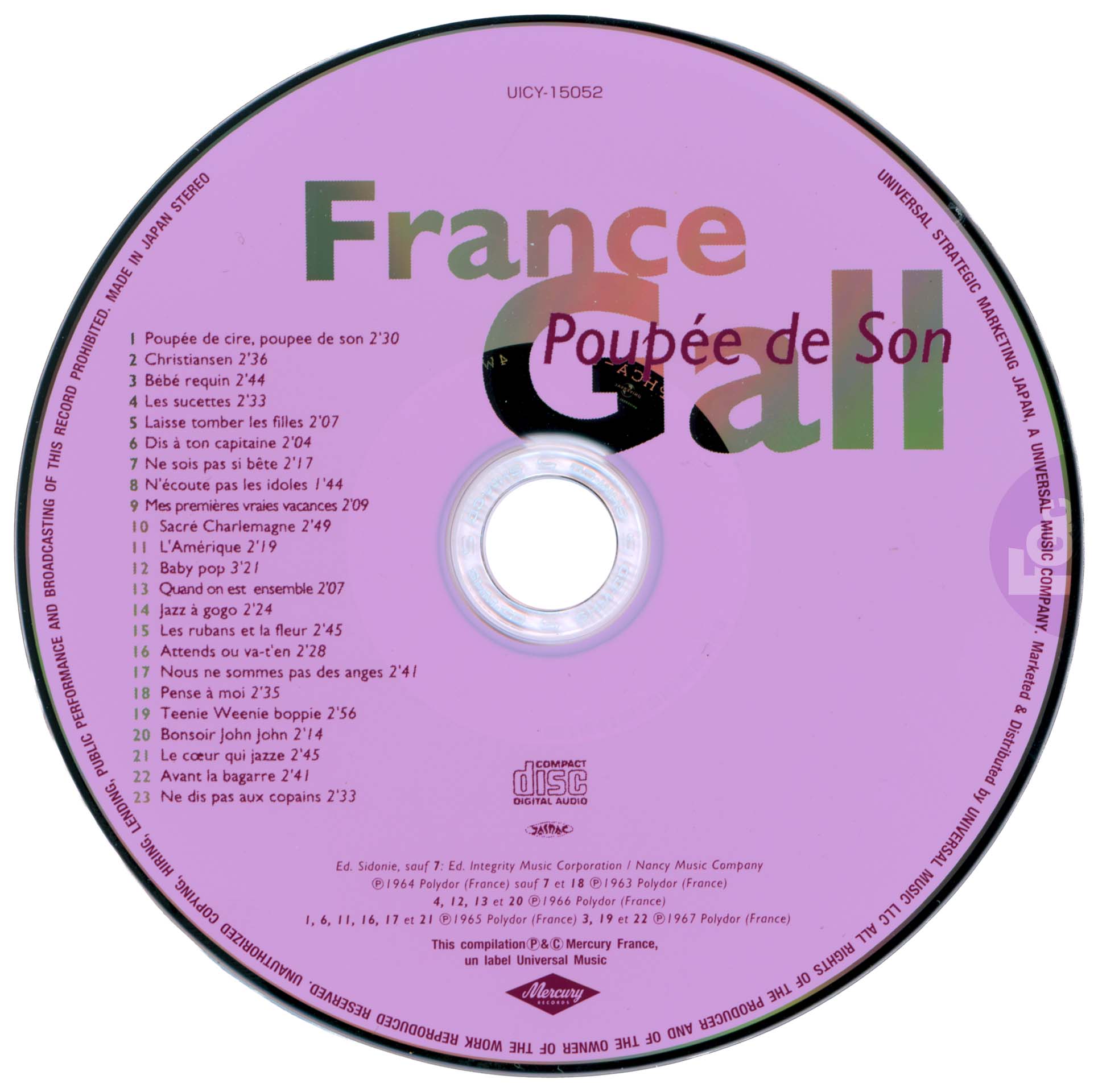 France Gall Poupée de son CD Japon 2011 OBI compilation.