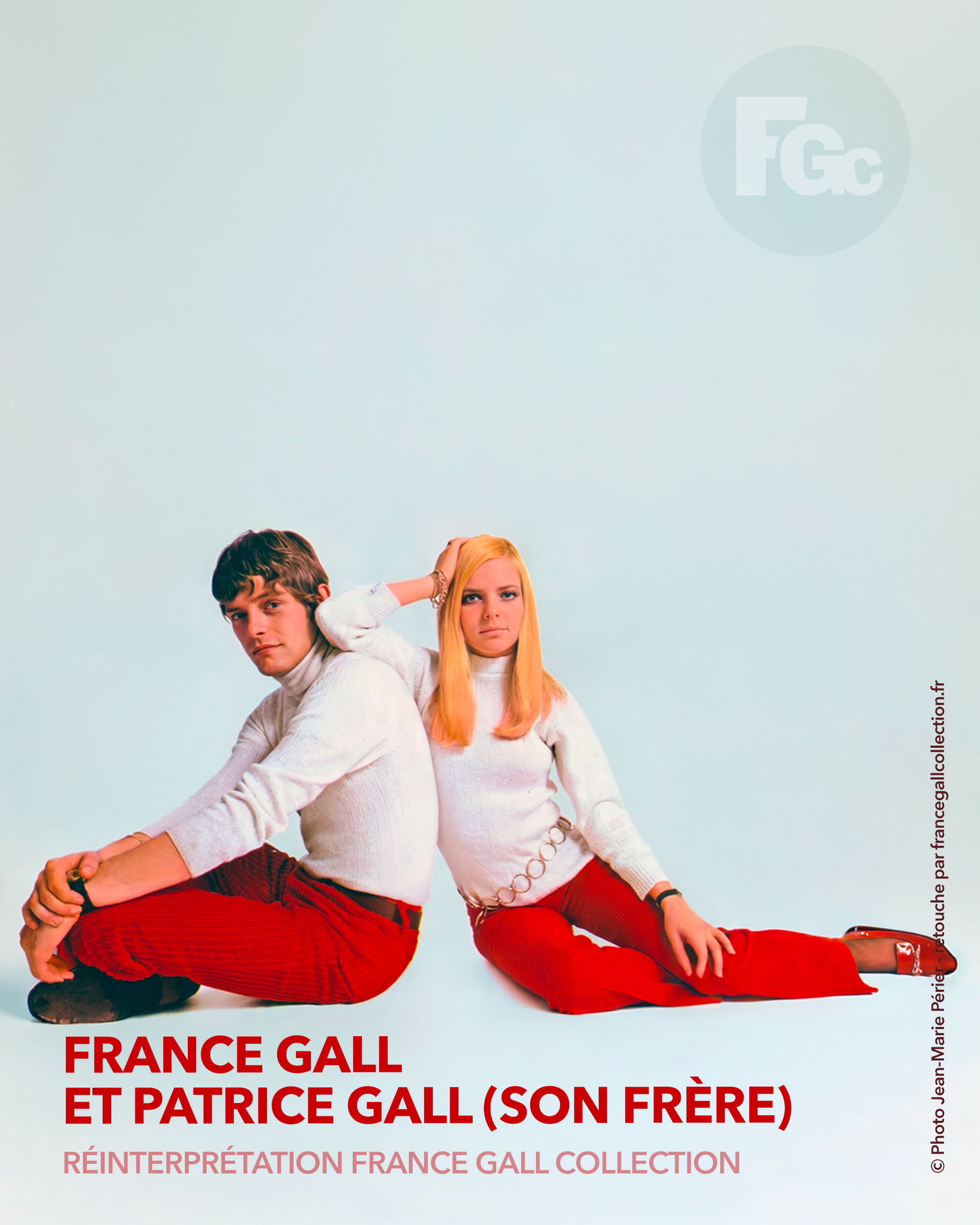 France Gall Salut les copains août 1968 - Photo de France Gall et son frère Patrice Gall par Jean-Marie Périer - Réinterprétation de l'image par France Gall Collection