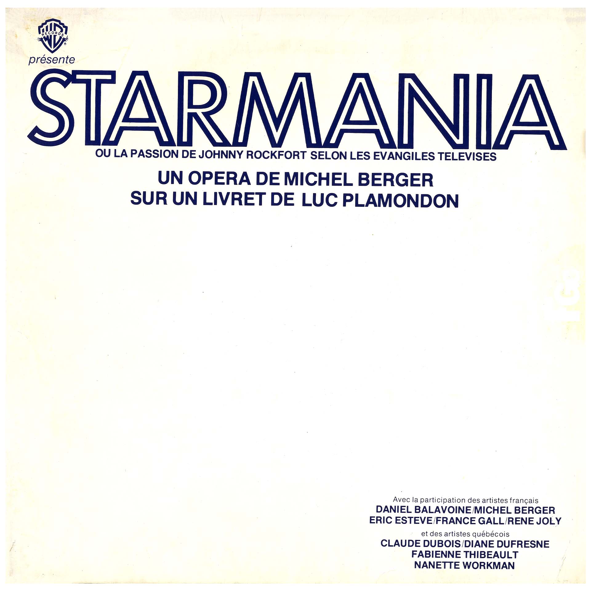 Starmania promo 0196 Allemagne 33 tours 1978.