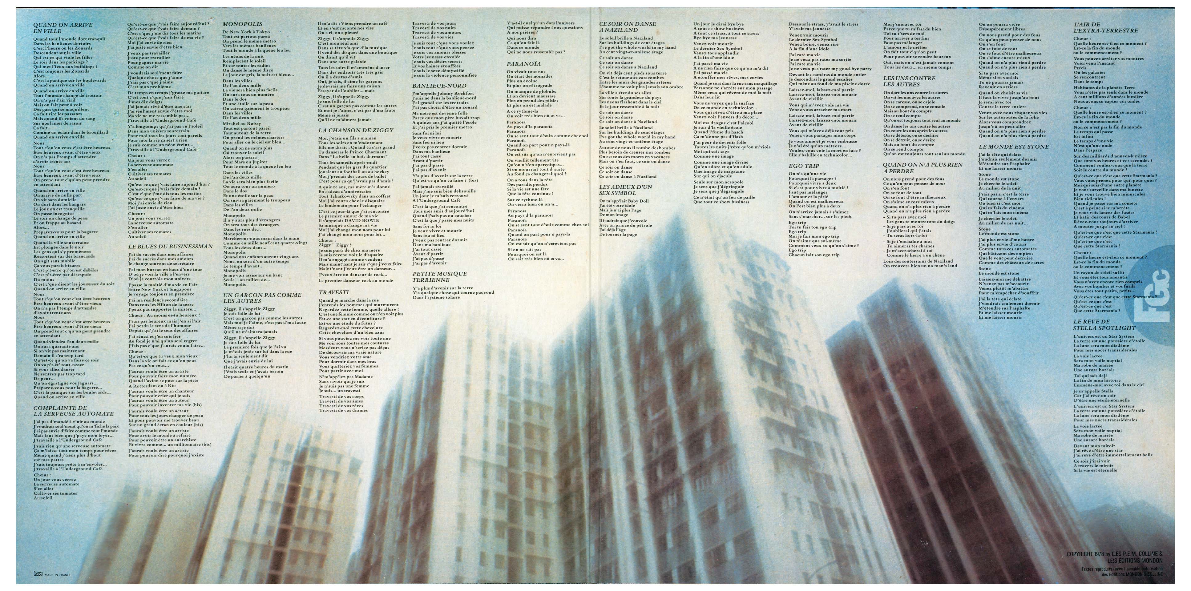 Starmania promo 0858 France 33 tours 1978.