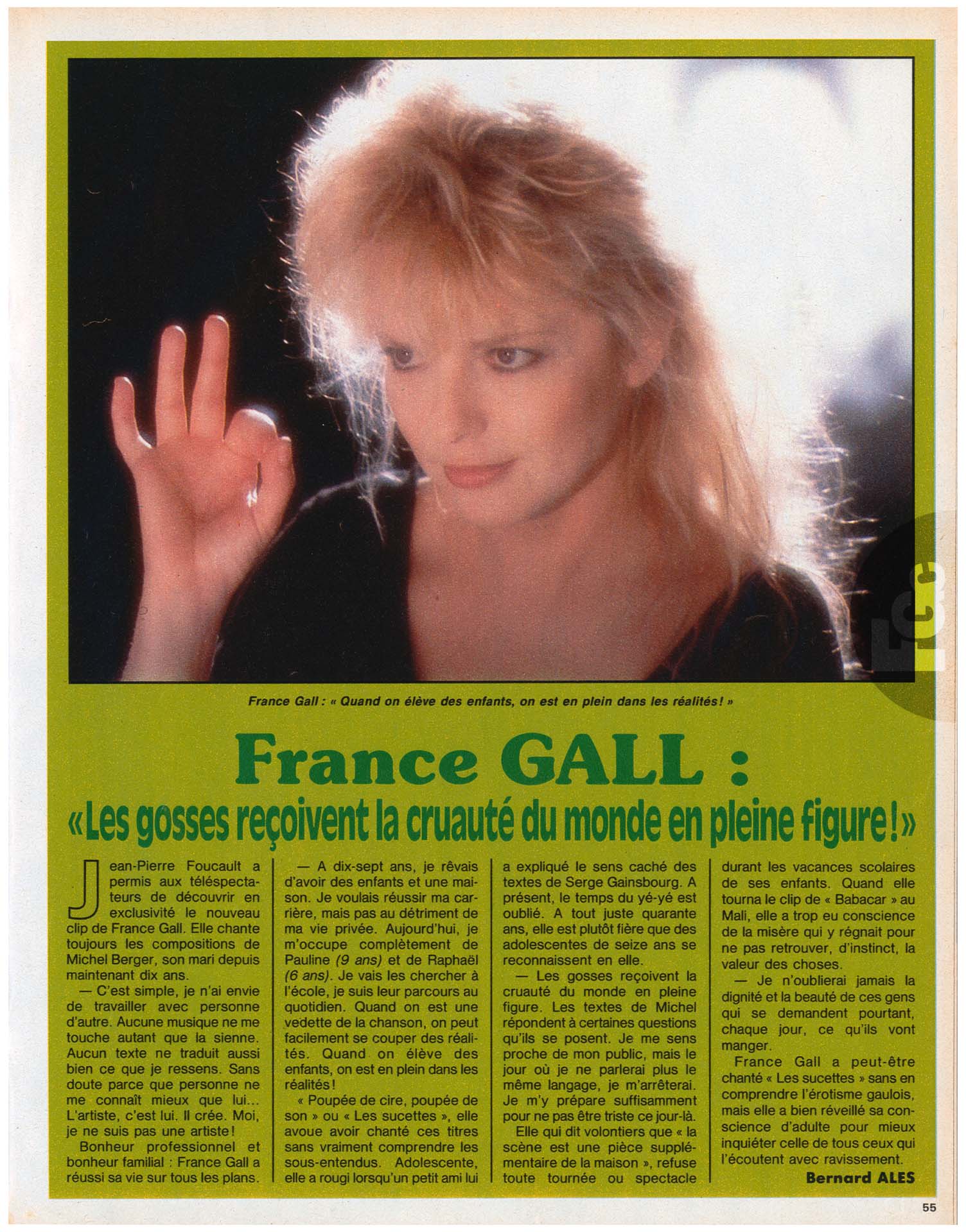 France Gall dans le magazine Ciné Télé Revue en mai 1988