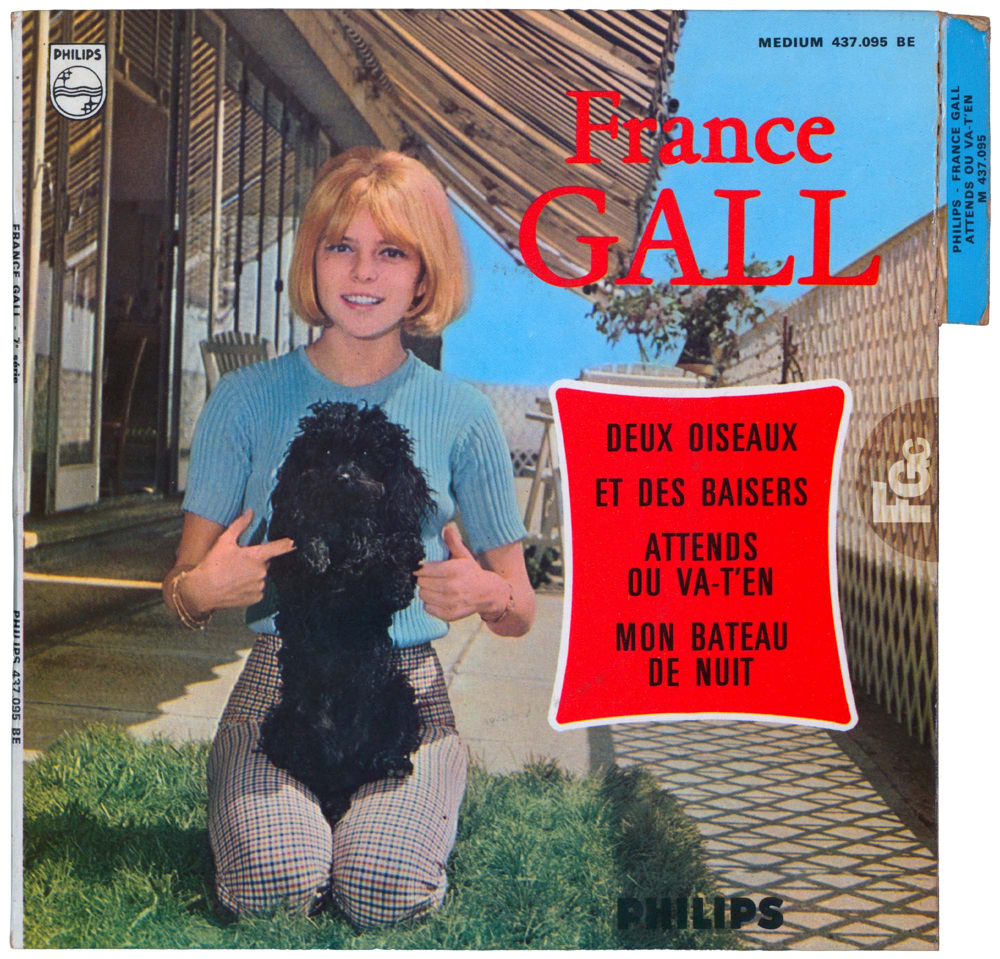 EP Attends ou va-t'en France Gall Philips 437.095 BE 1965 avec languette disquaire