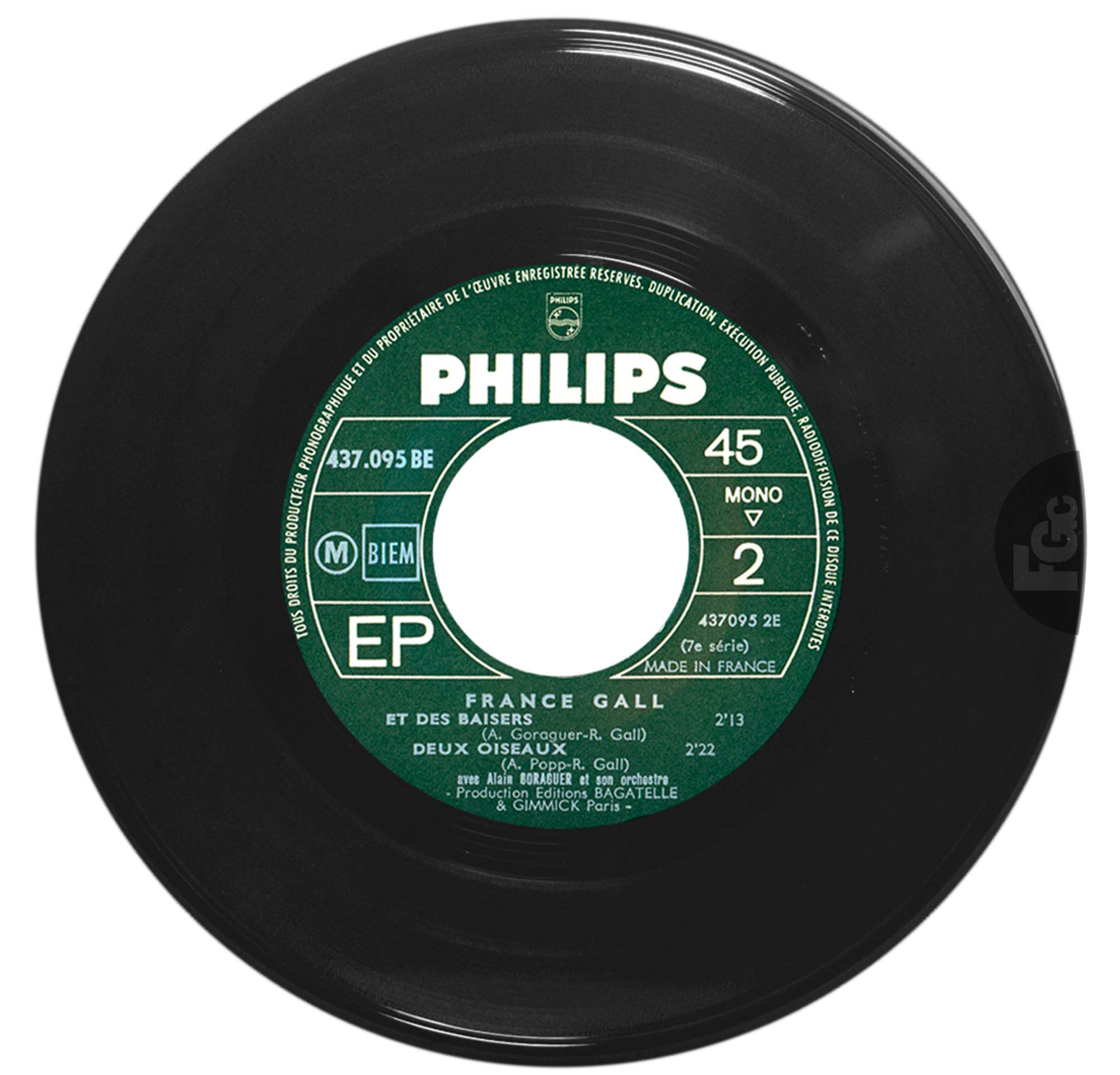 EP Attends ou va-t'en France Gall Philips 437.095 BE 1965 avec languette disquaire