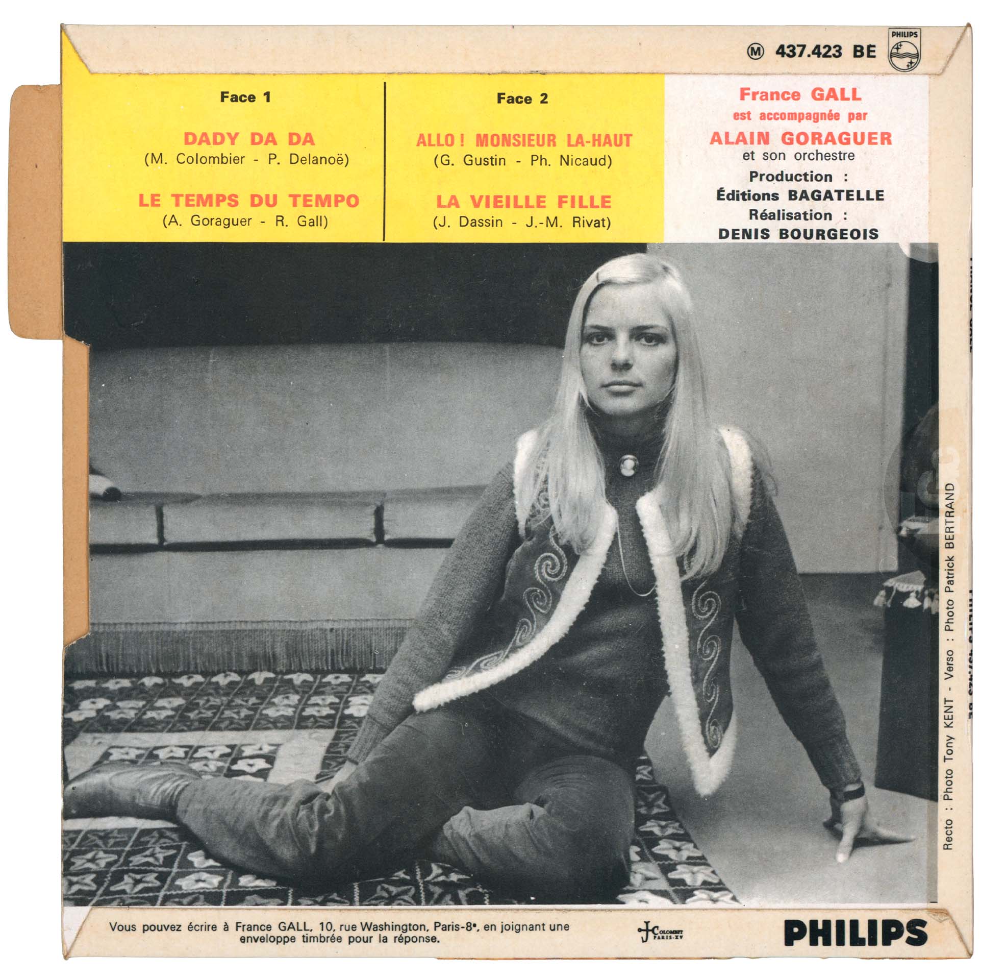 EP -Dady da da- France Gall Philips 437.423 BE 1968 avec languette disquaire