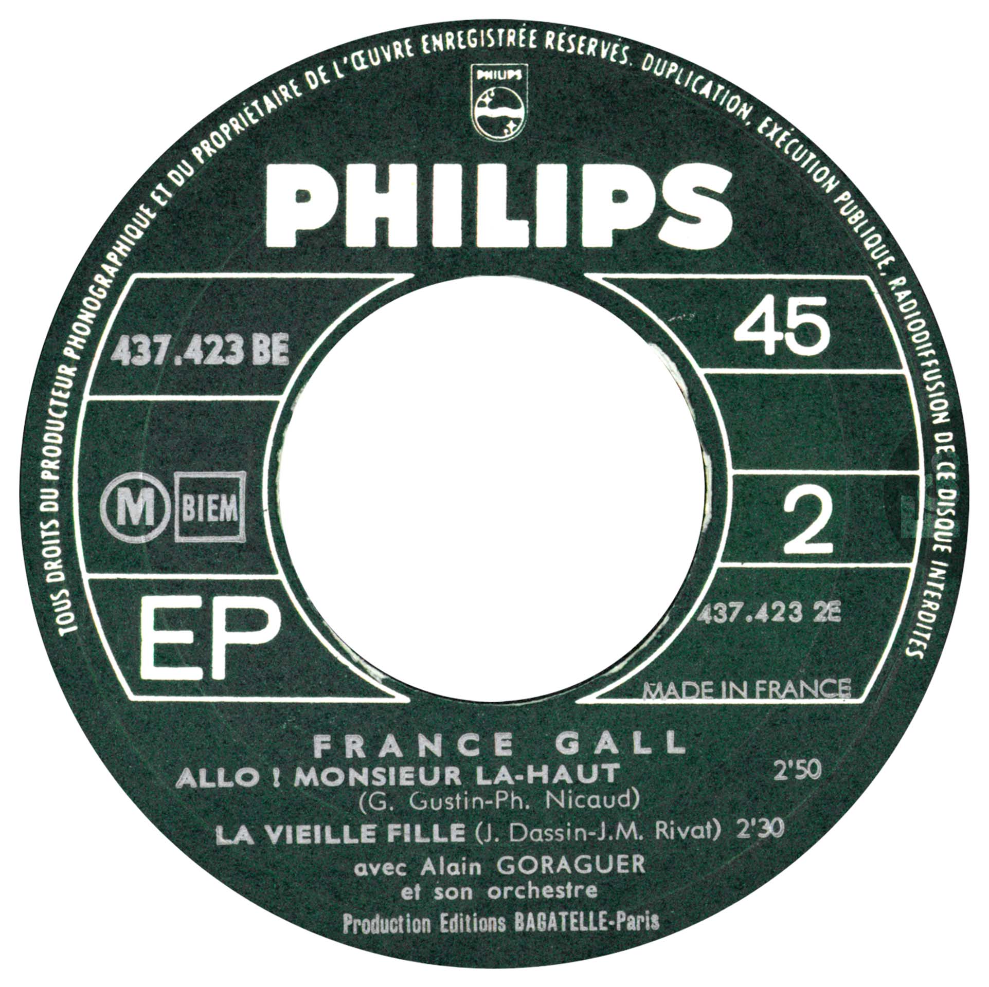 EP -Dady da da- France Gall Philips 437.423 BE 1968 avec languette disquaire