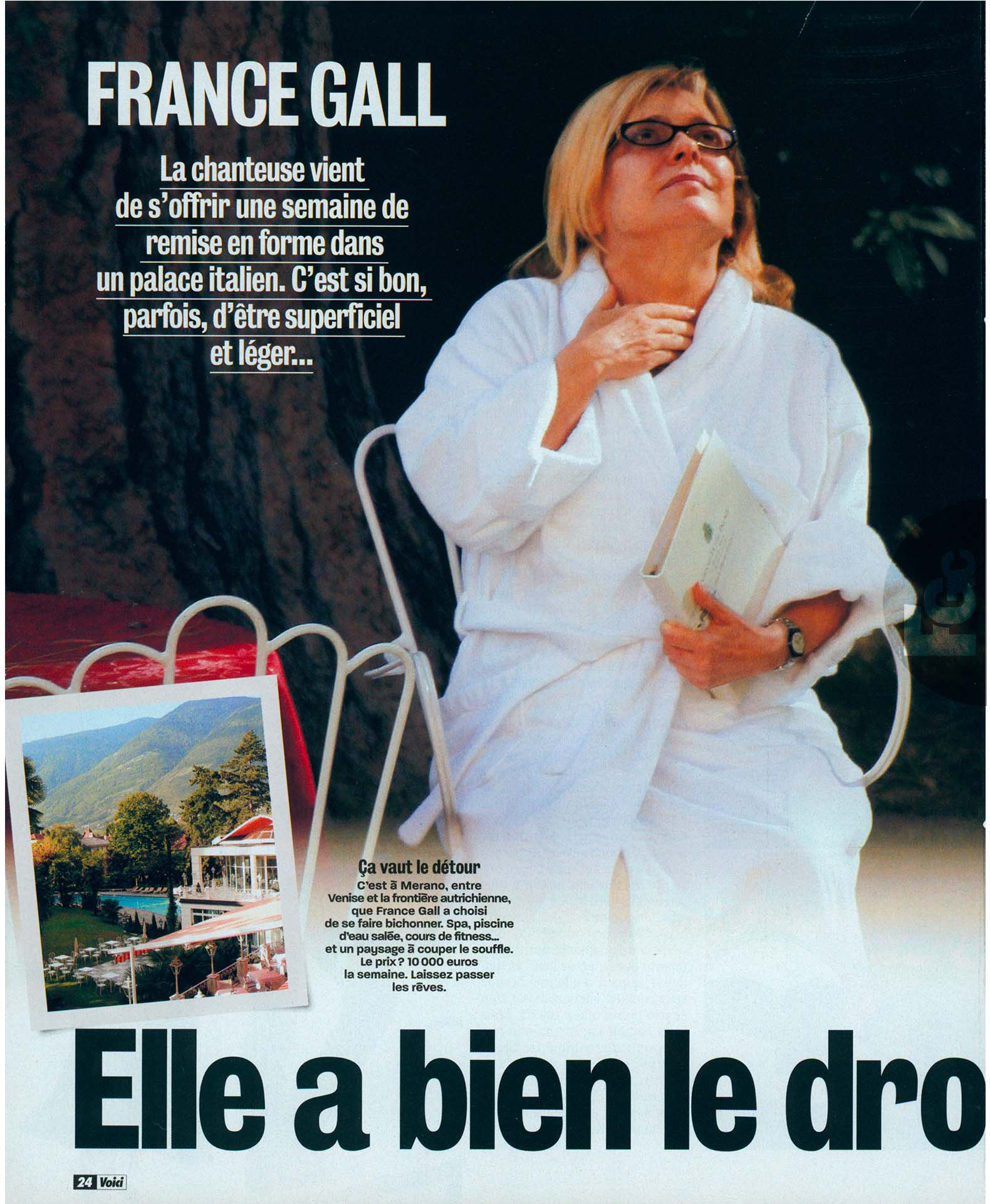 Article Voici 2006, France Gall 59 ans cure Merano Italie
