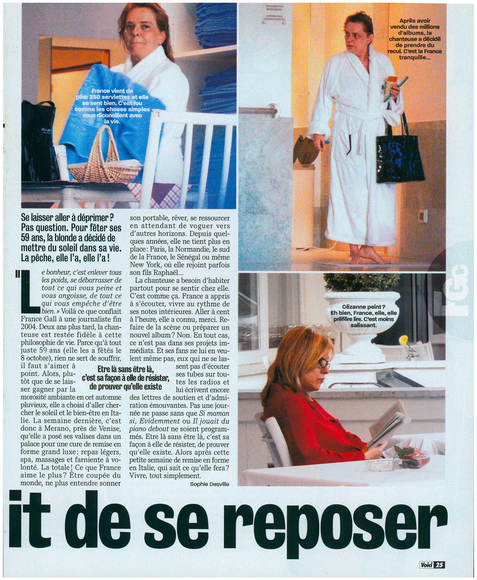 Article Voici 2006, France Gall 59 ans cure Merano Italie
