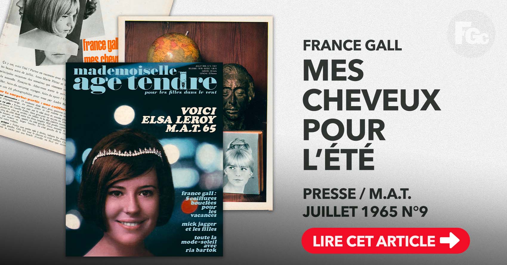 Article Mademoiselle âge tendre 1965, France Gall coiffures été