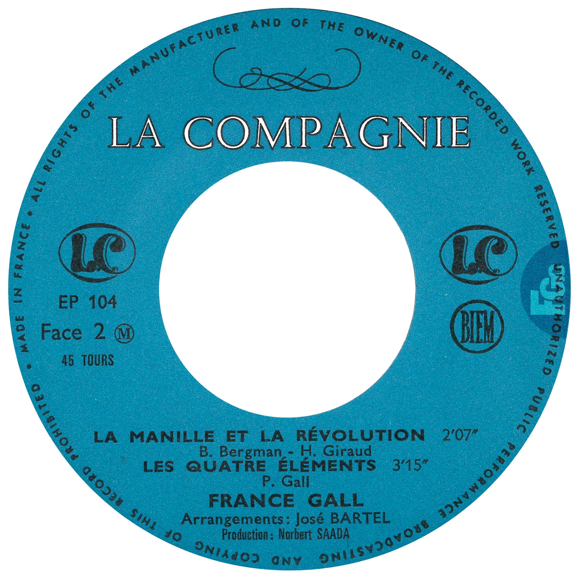 EP Les années folles France Gall La Compagnie EP 104 1969 languette rondelle bleue