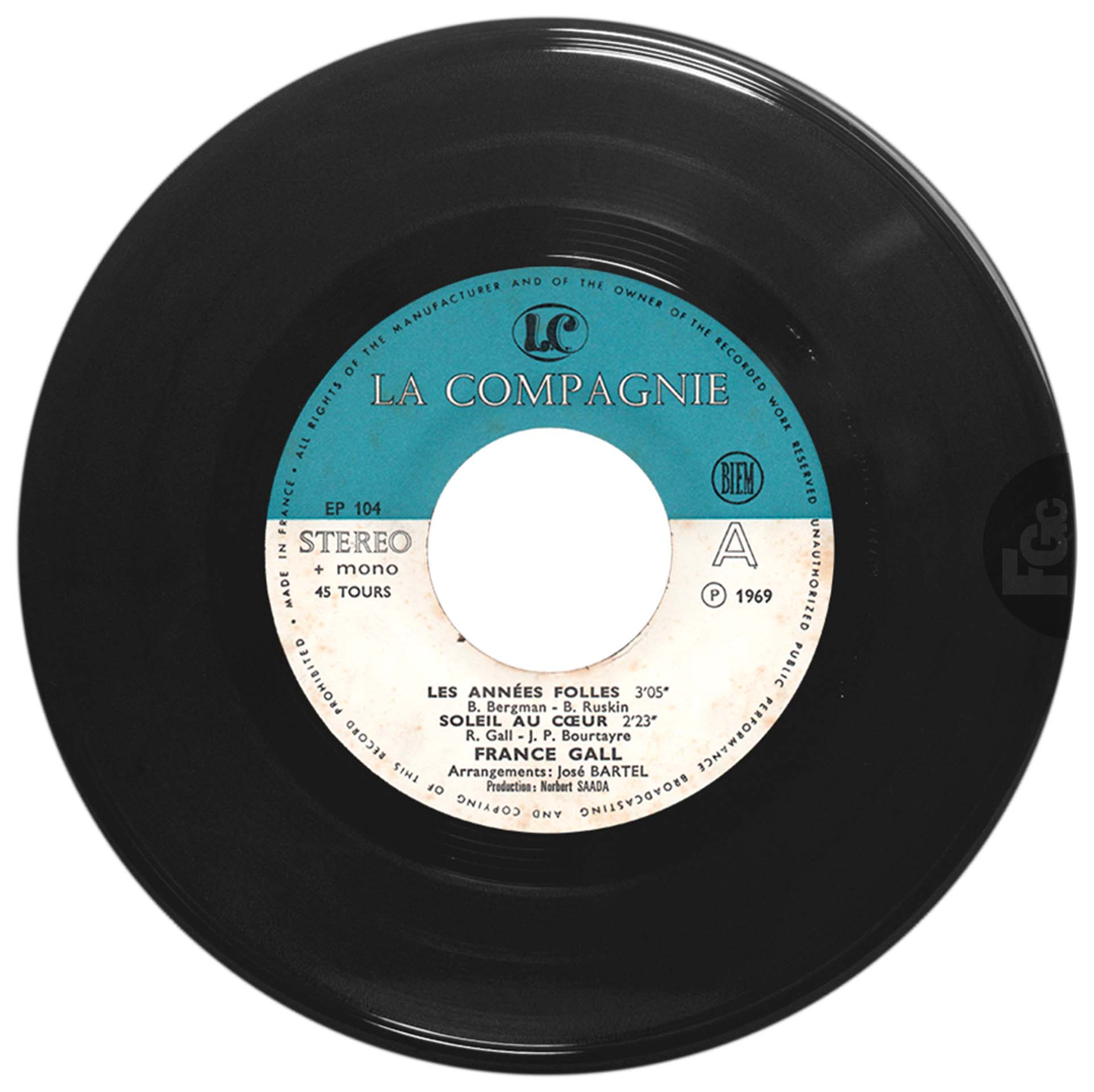 EP Les années folles France Gall La Compagnie EP 104 1969 rondelle bleue et blanche