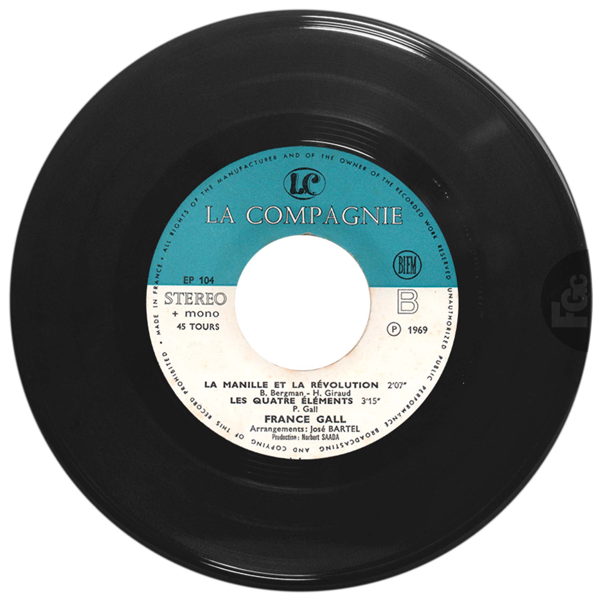 EP Les années folles France Gall La Compagnie EP 104 1969 rondelle bleue et blanche